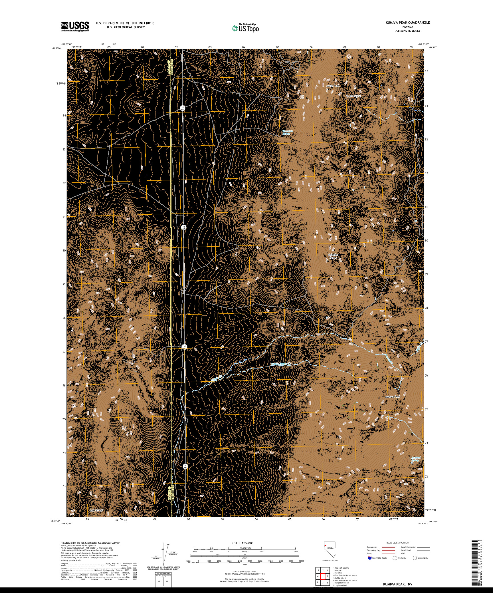 US TOPO 7.5-MINUTE MAP FOR KUMIVA PEAK, NV