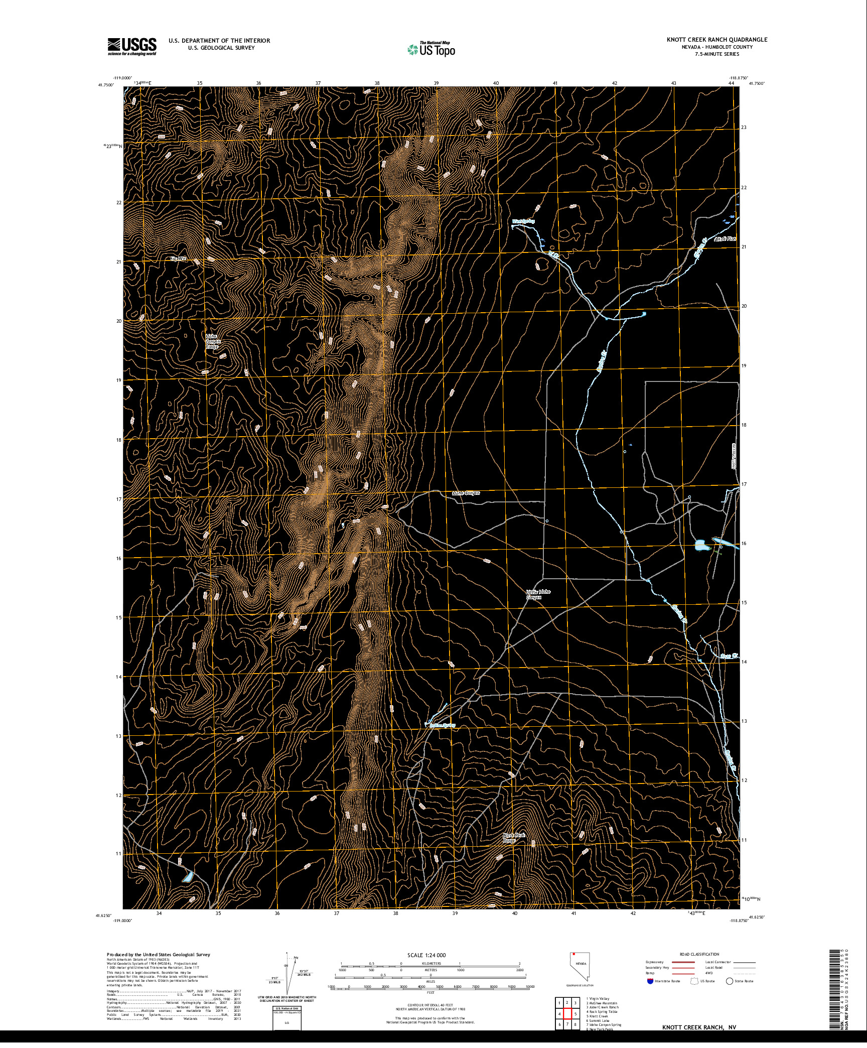 US TOPO 7.5-MINUTE MAP FOR KNOTT CREEK RANCH, NV