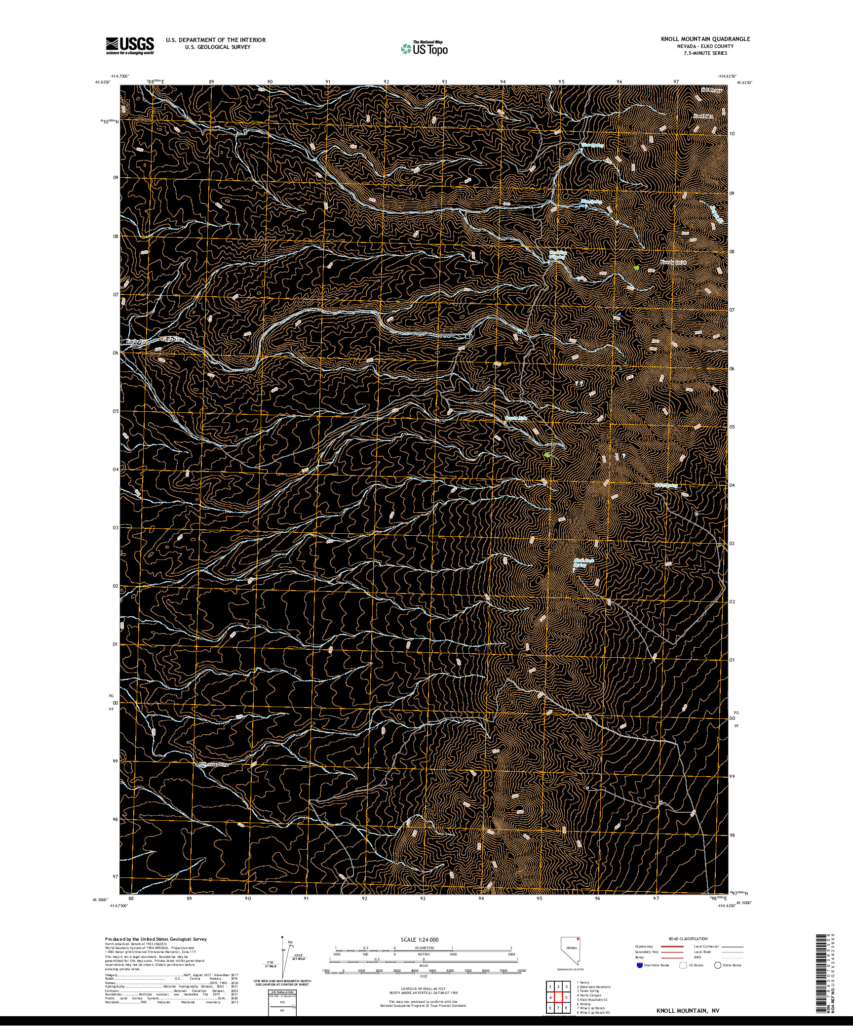 US TOPO 7.5-MINUTE MAP FOR KNOLL MOUNTAIN, NV