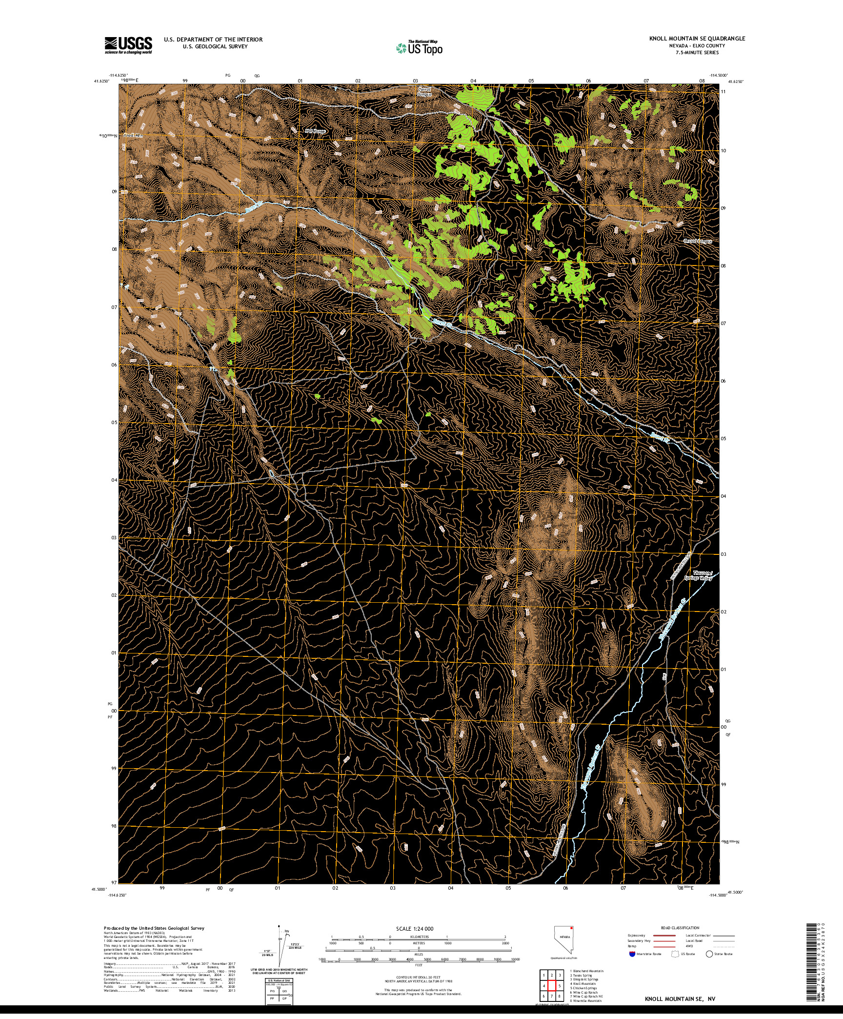 US TOPO 7.5-MINUTE MAP FOR KNOLL MOUNTAIN SE, NV
