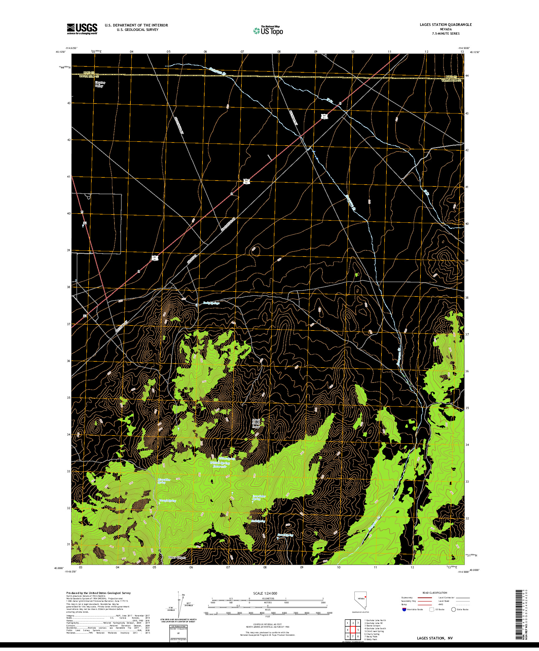 US TOPO 7.5-MINUTE MAP FOR LAGES STATION, NV