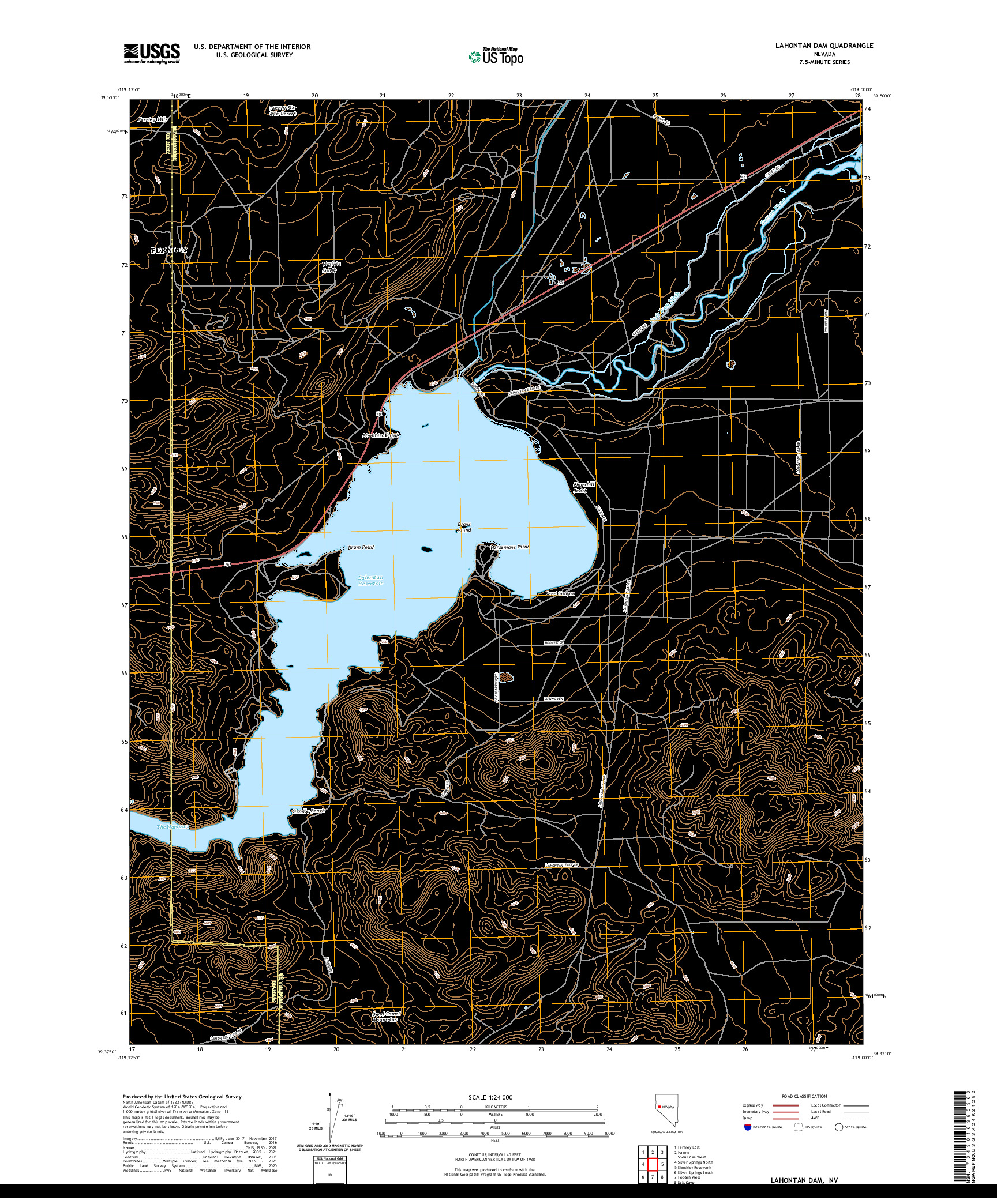 US TOPO 7.5-MINUTE MAP FOR LAHONTAN DAM, NV