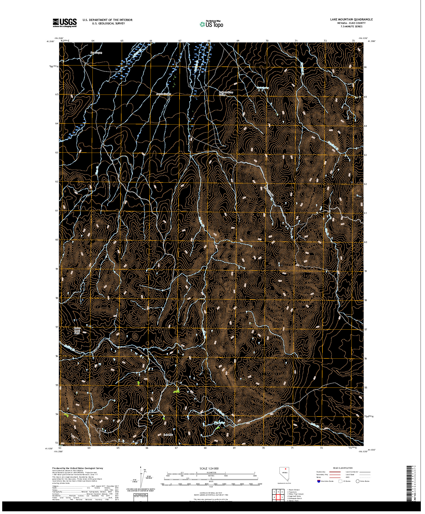 US TOPO 7.5-MINUTE MAP FOR LAKE MOUNTAIN, NV