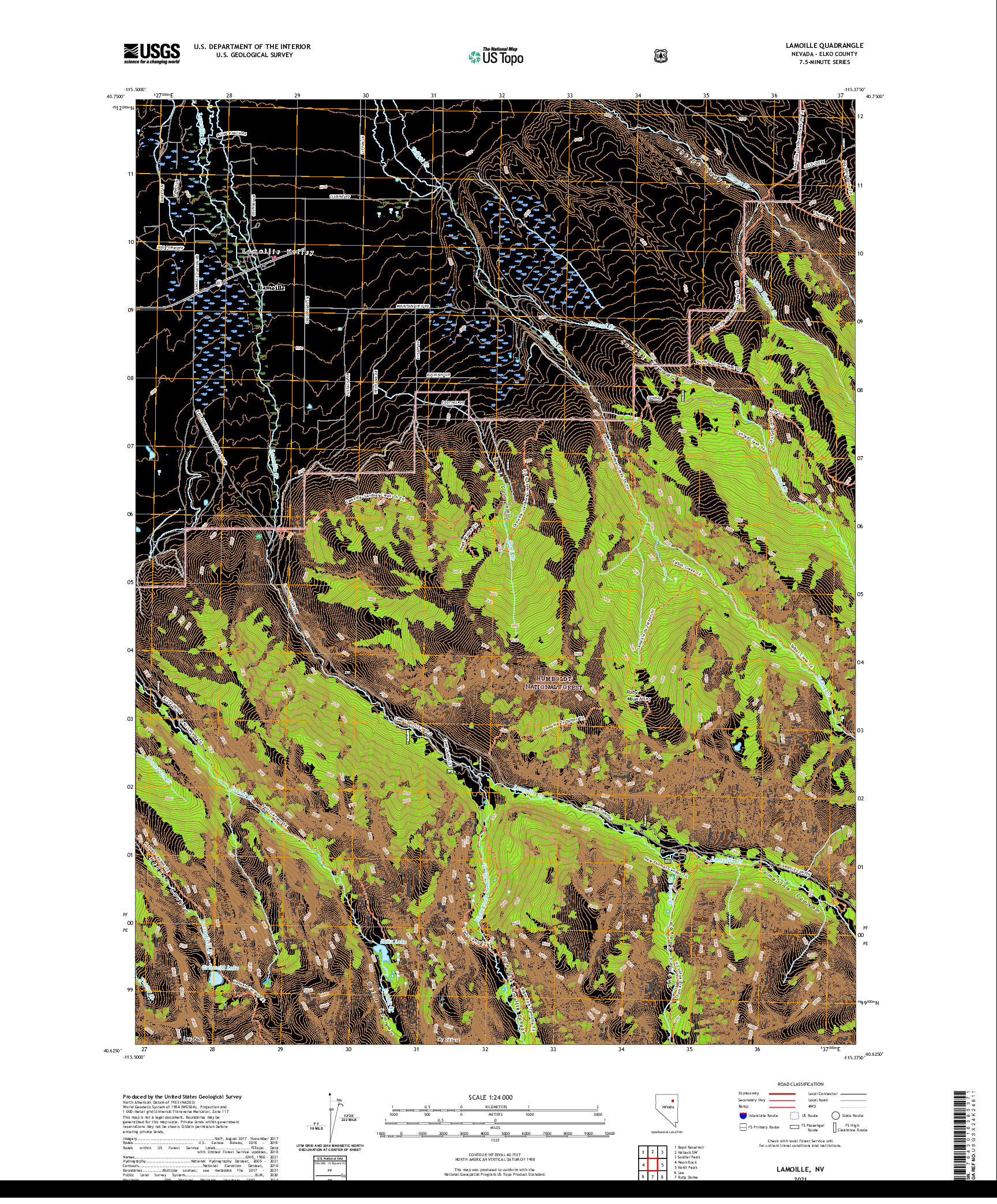 US TOPO 7.5-MINUTE MAP FOR LAMOILLE, NV