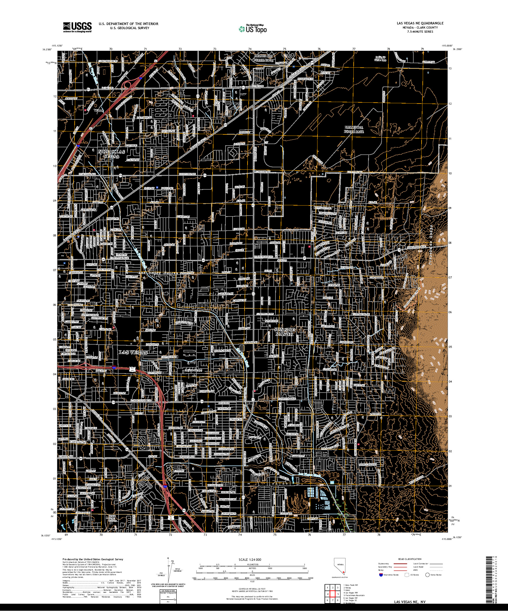 US TOPO 7.5-MINUTE MAP FOR LAS VEGAS NE, NV