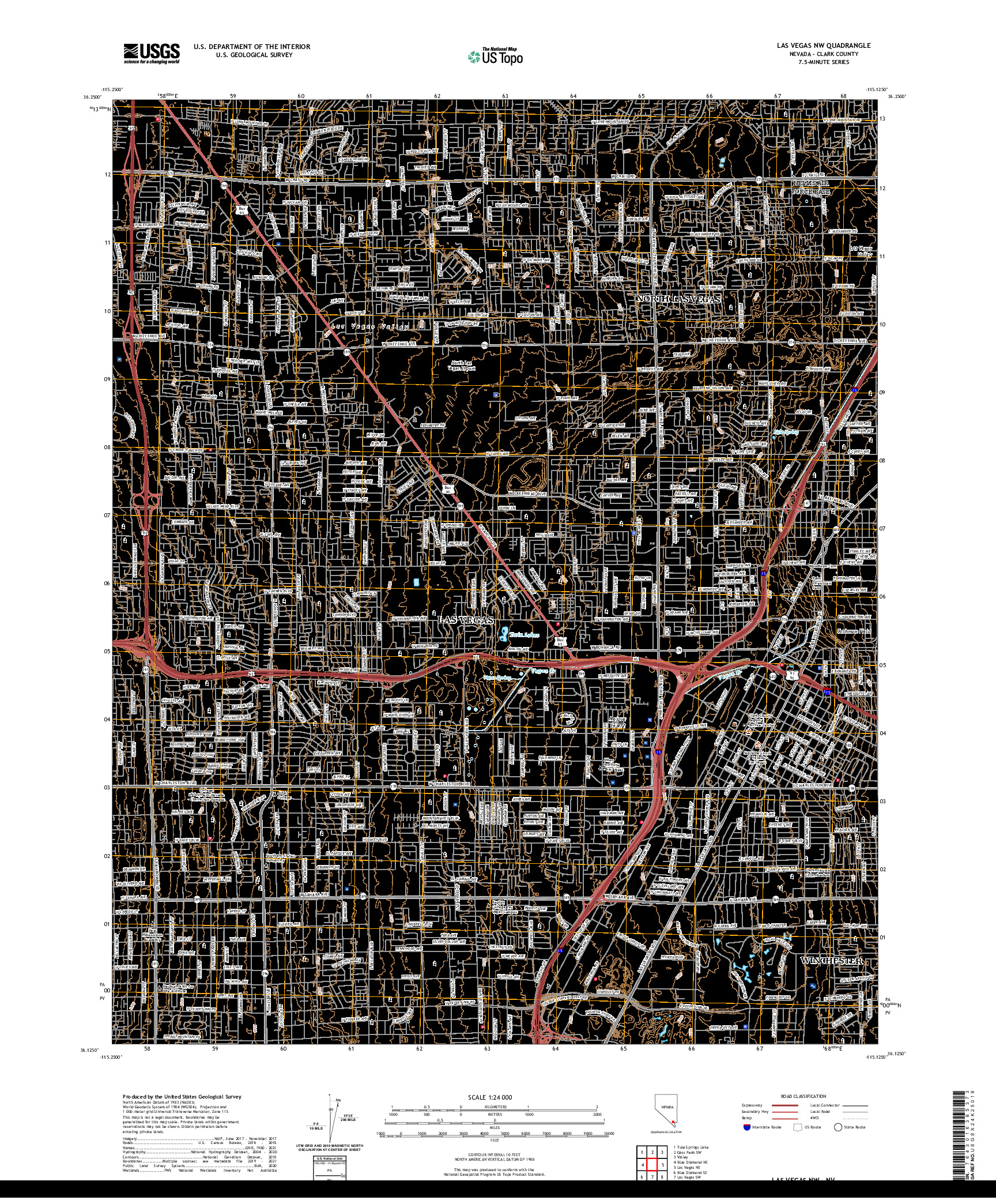 US TOPO 7.5-MINUTE MAP FOR LAS VEGAS NW, NV