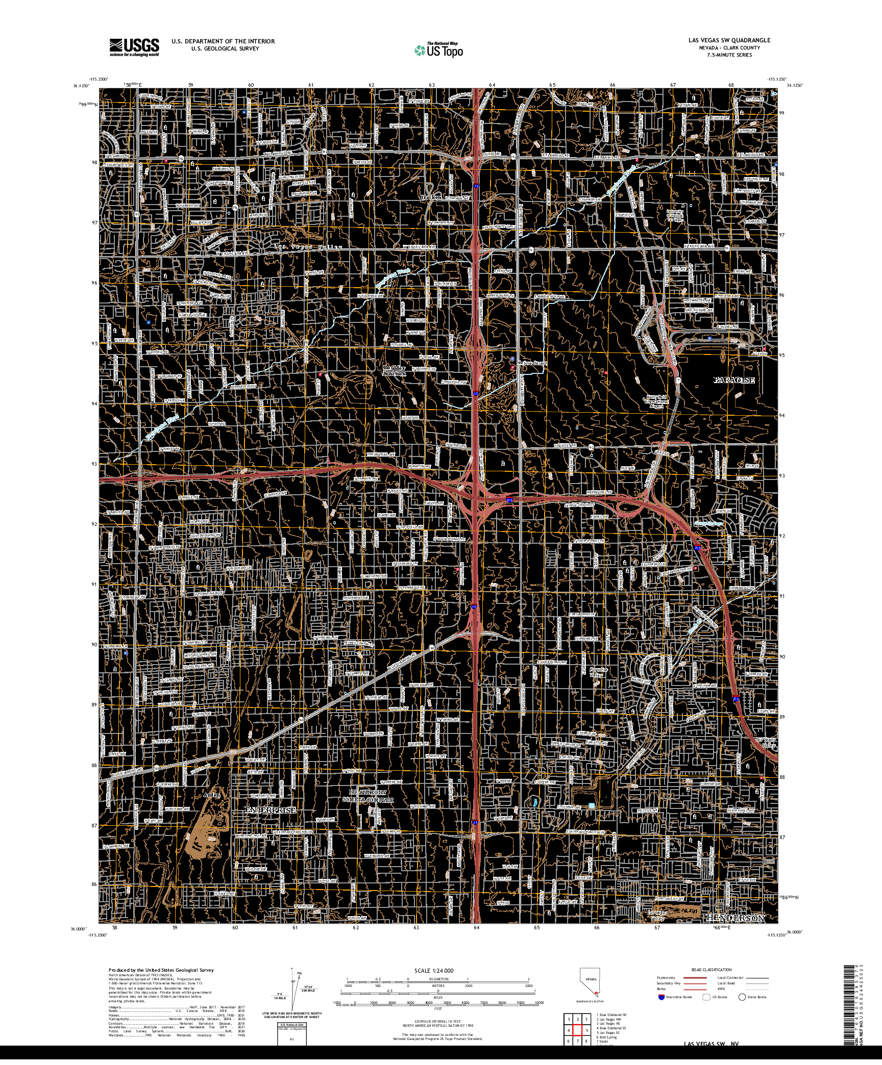 US TOPO 7.5-MINUTE MAP FOR LAS VEGAS SW, NV