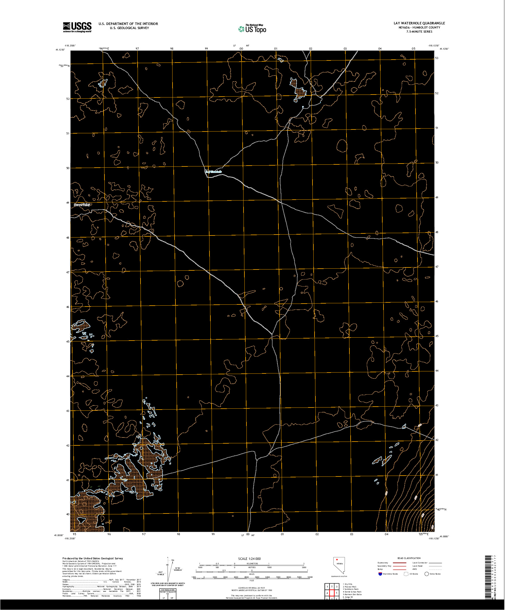 US TOPO 7.5-MINUTE MAP FOR LAY WATERHOLE, NV