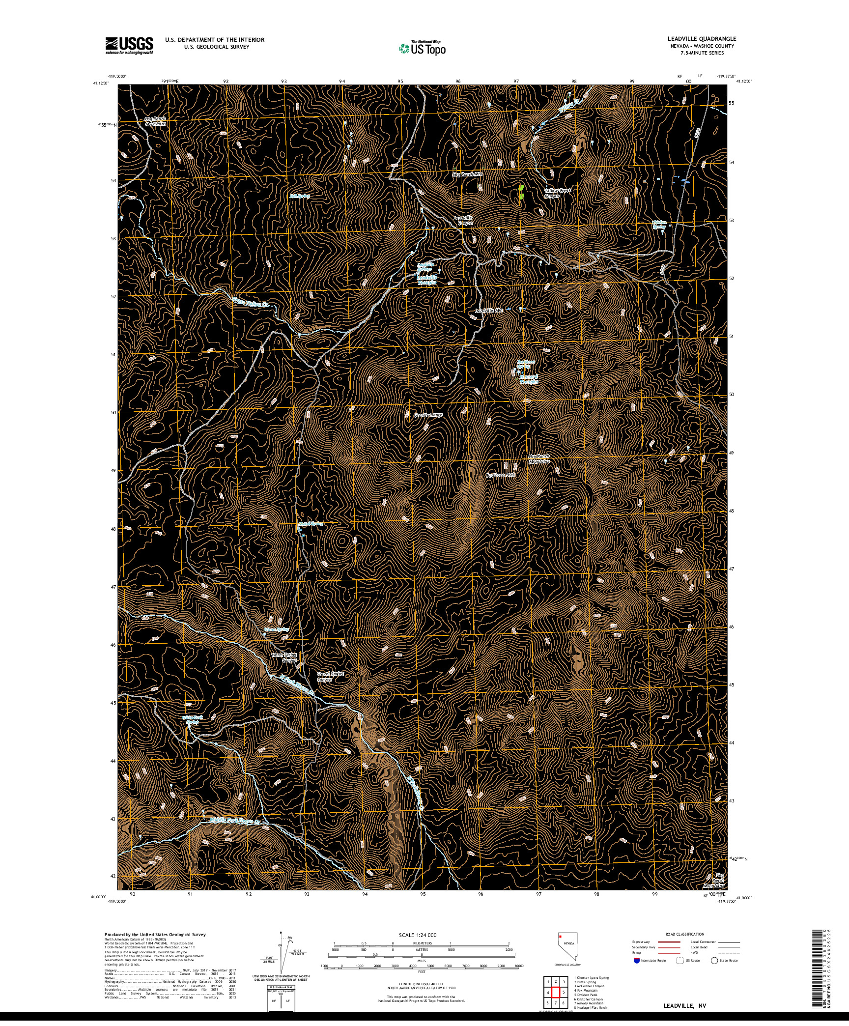 US TOPO 7.5-MINUTE MAP FOR LEADVILLE, NV