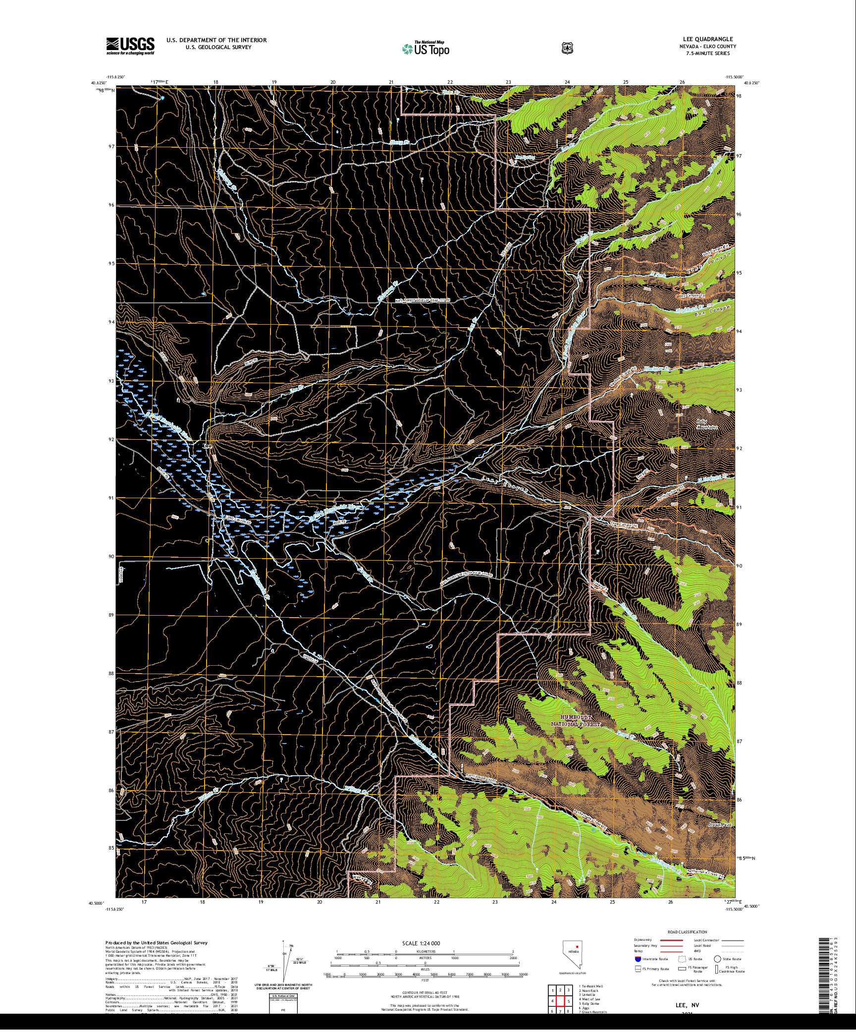 US TOPO 7.5-MINUTE MAP FOR LEE, NV