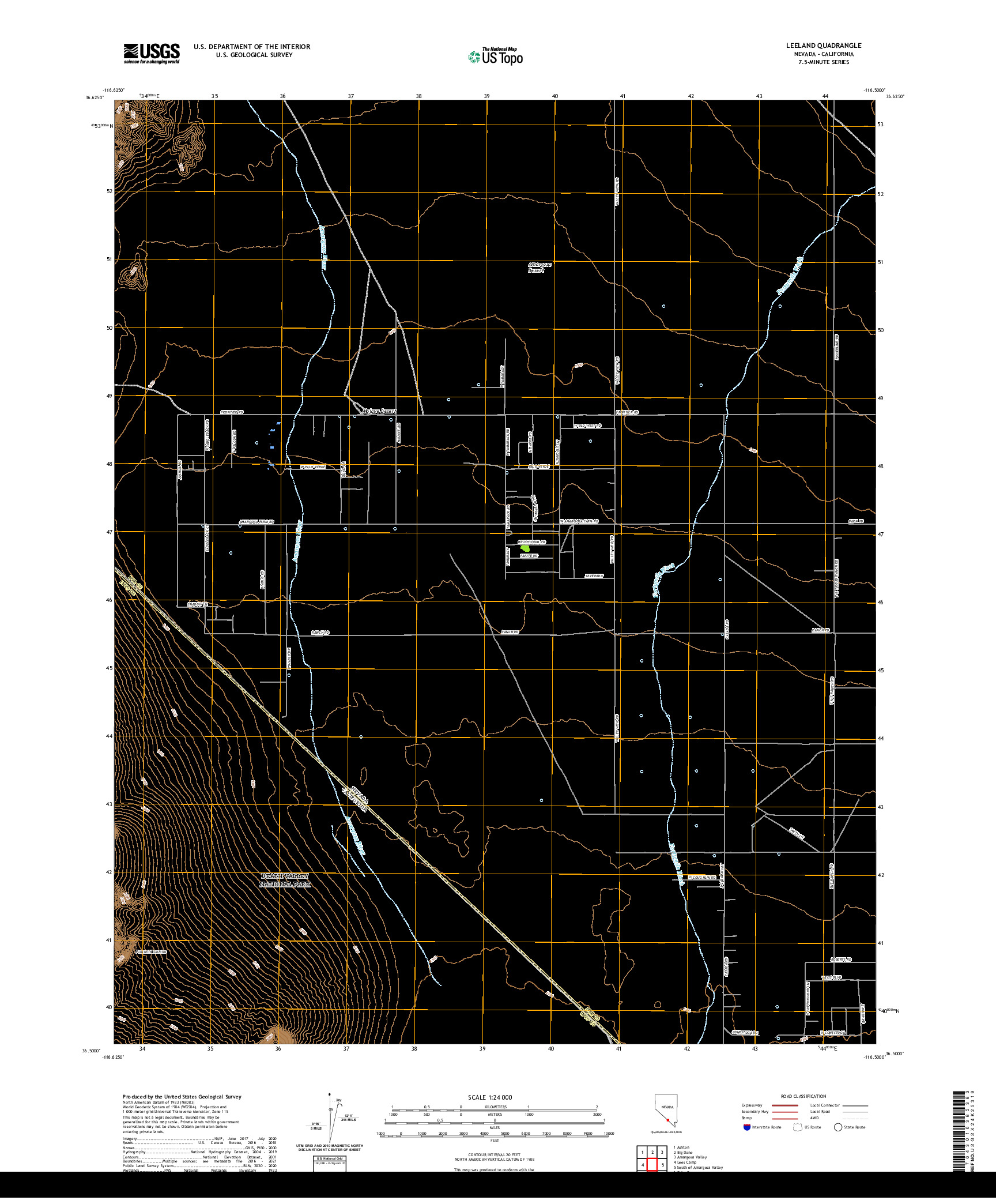 US TOPO 7.5-MINUTE MAP FOR LEELAND, NV,CA