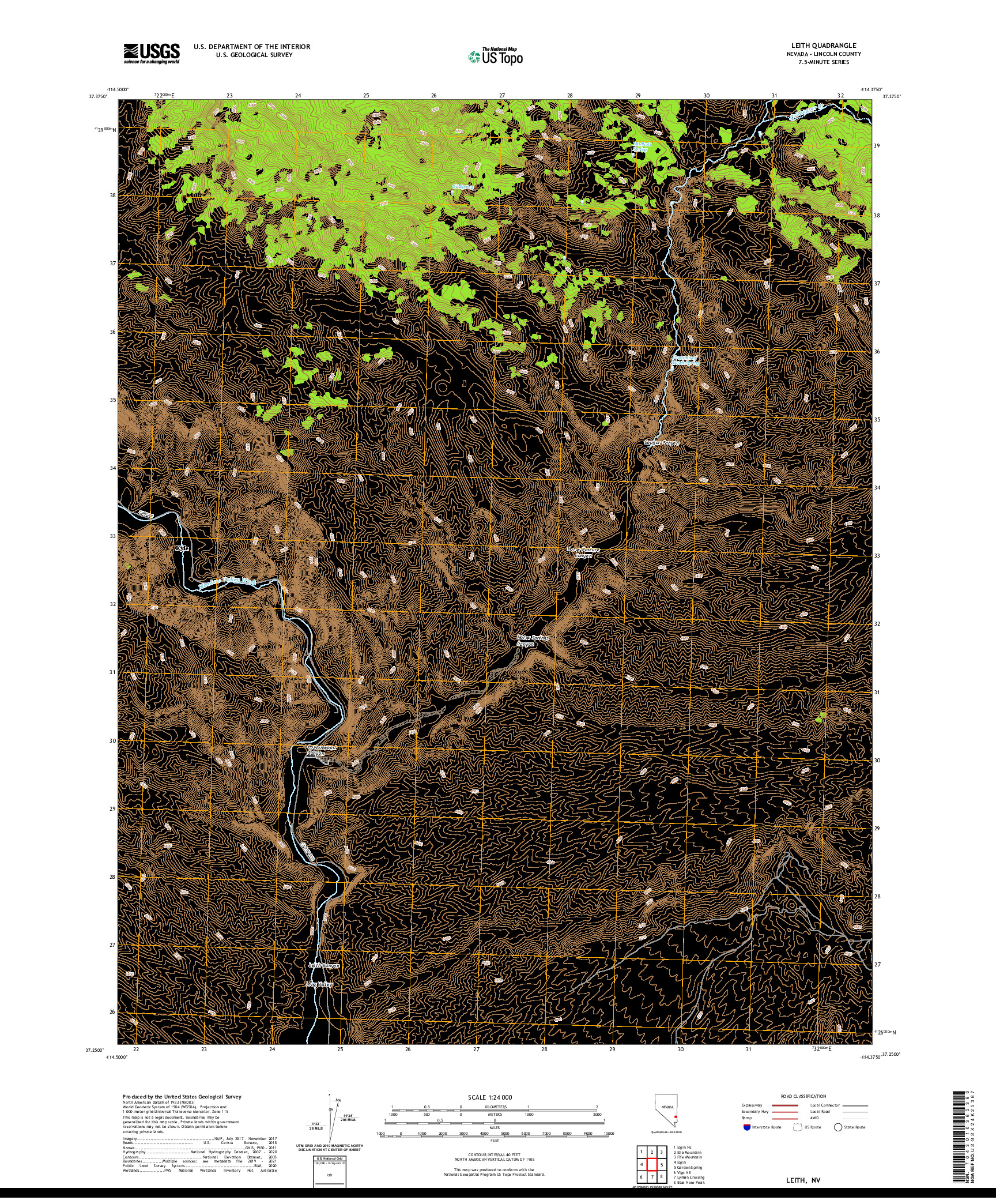 US TOPO 7.5-MINUTE MAP FOR LEITH, NV