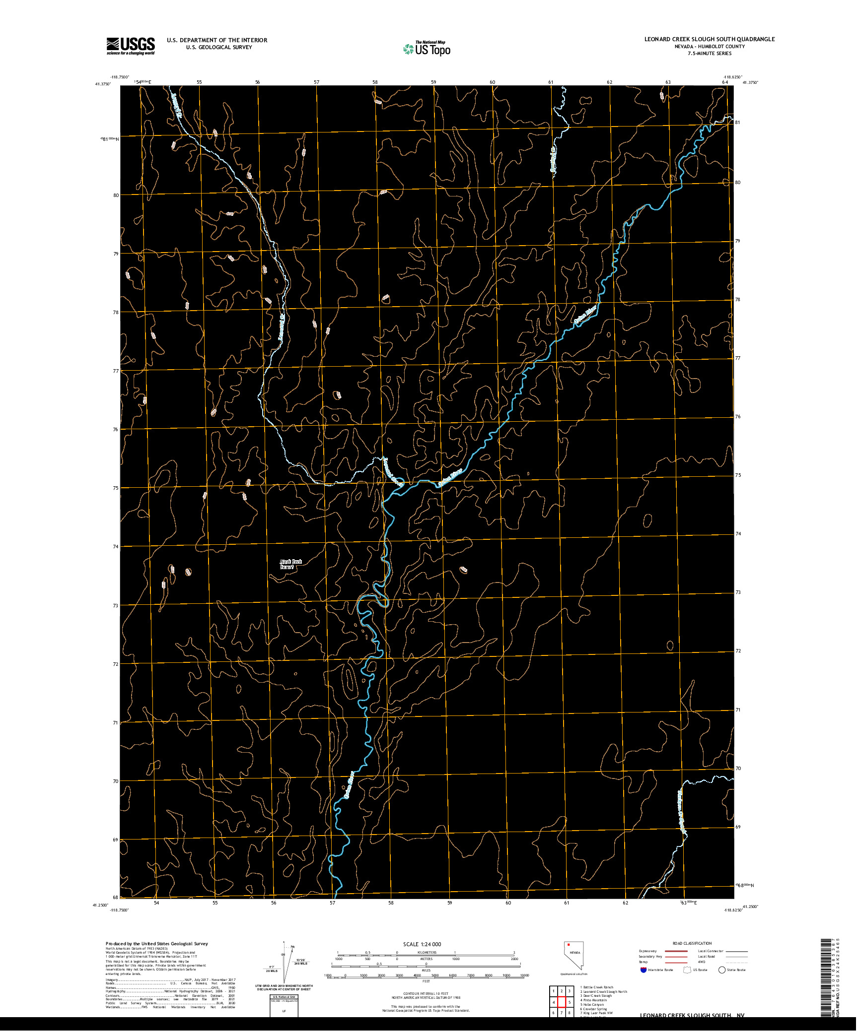 US TOPO 7.5-MINUTE MAP FOR LEONARD CREEK SLOUGH SOUTH, NV