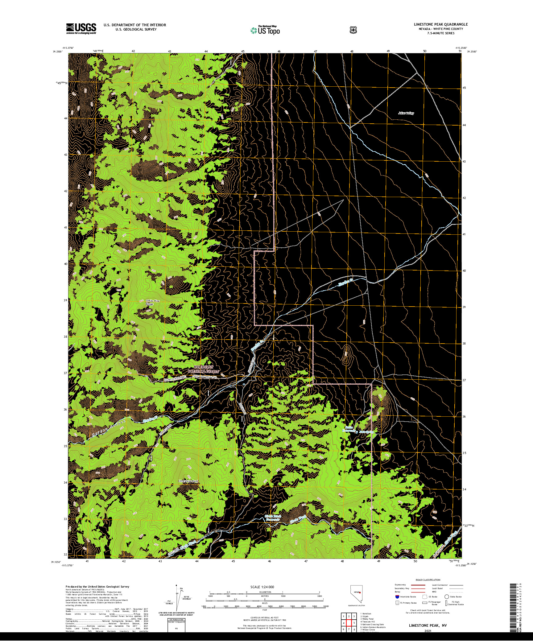 US TOPO 7.5-MINUTE MAP FOR LIMESTONE PEAK, NV