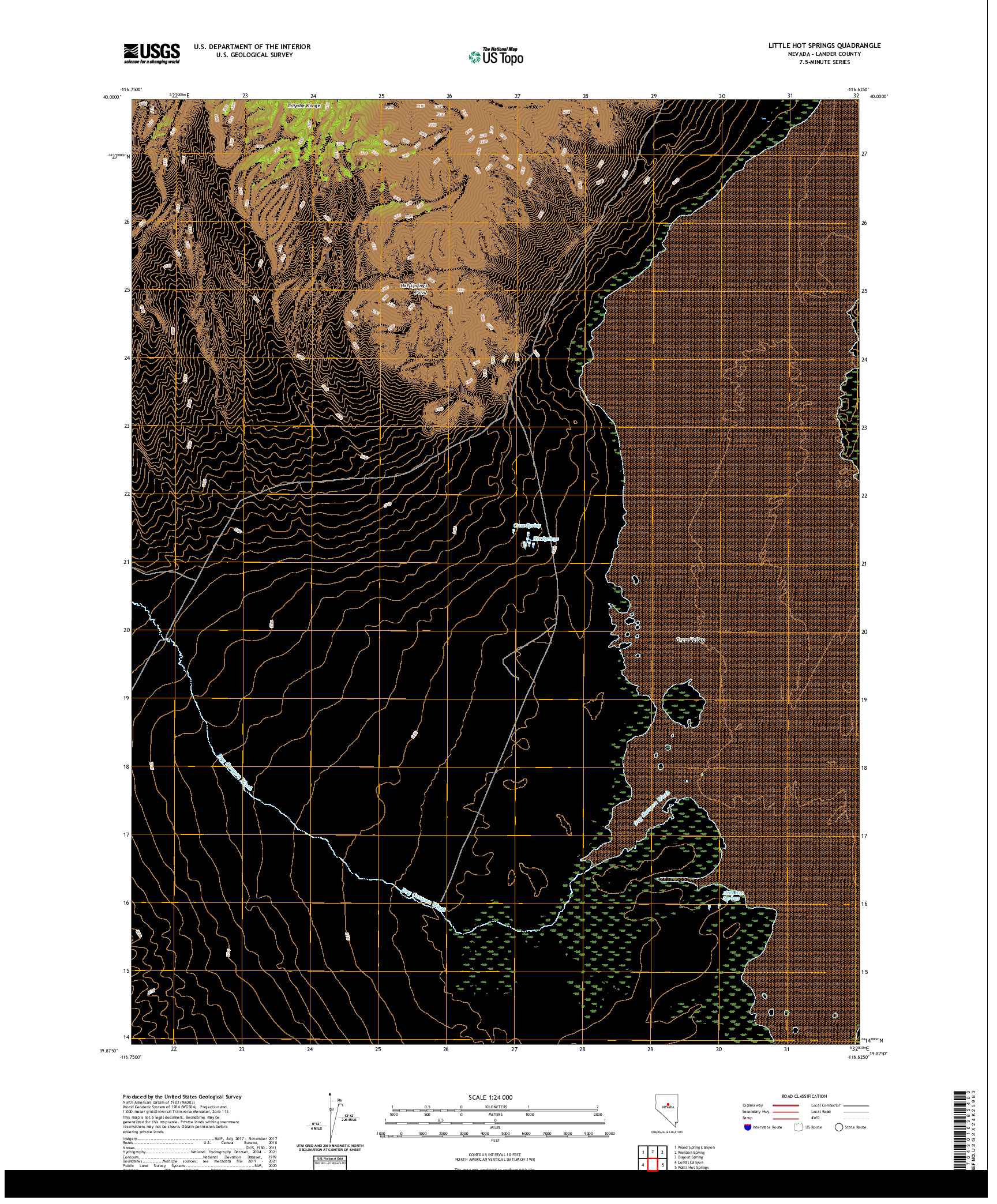 US TOPO 7.5-MINUTE MAP FOR LITTLE HOT SPRINGS, NV