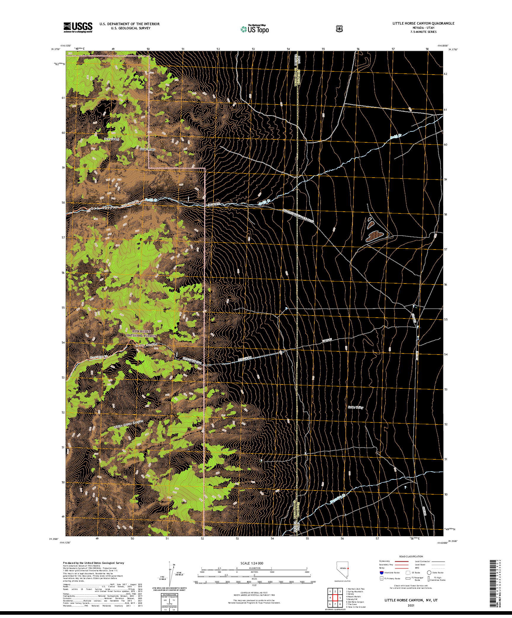 US TOPO 7.5-MINUTE MAP FOR LITTLE HORSE CANYON, NV,UT