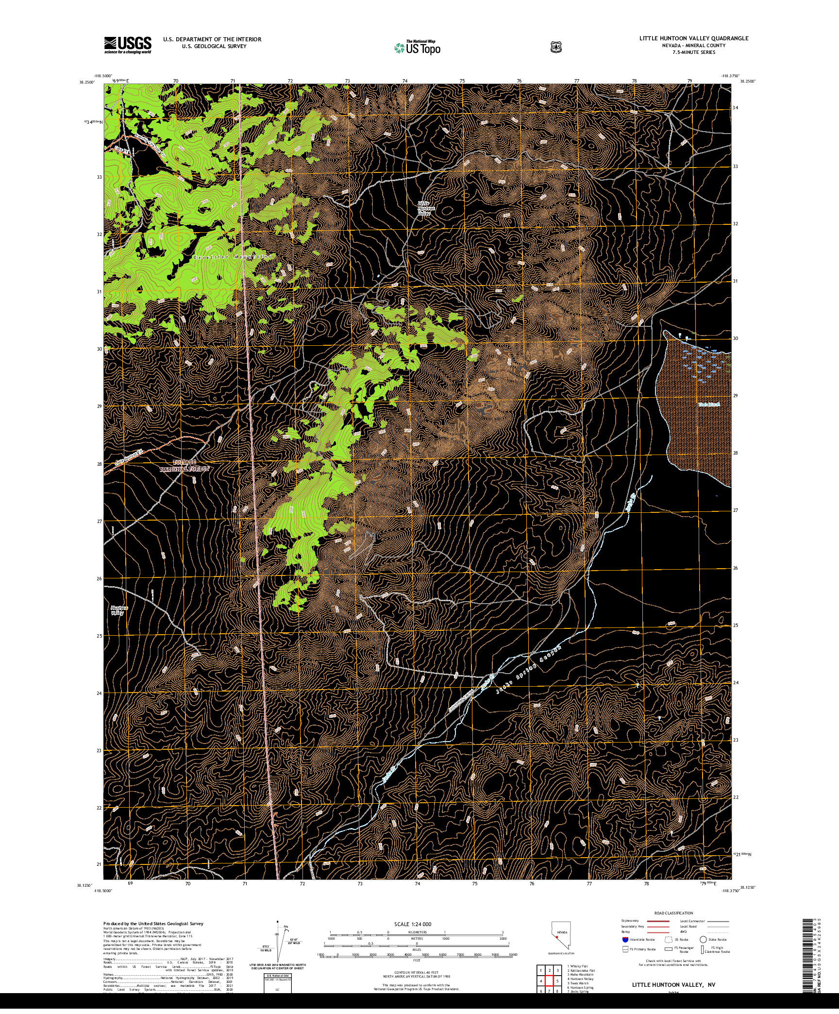 US TOPO 7.5-MINUTE MAP FOR LITTLE HUNTOON VALLEY, NV