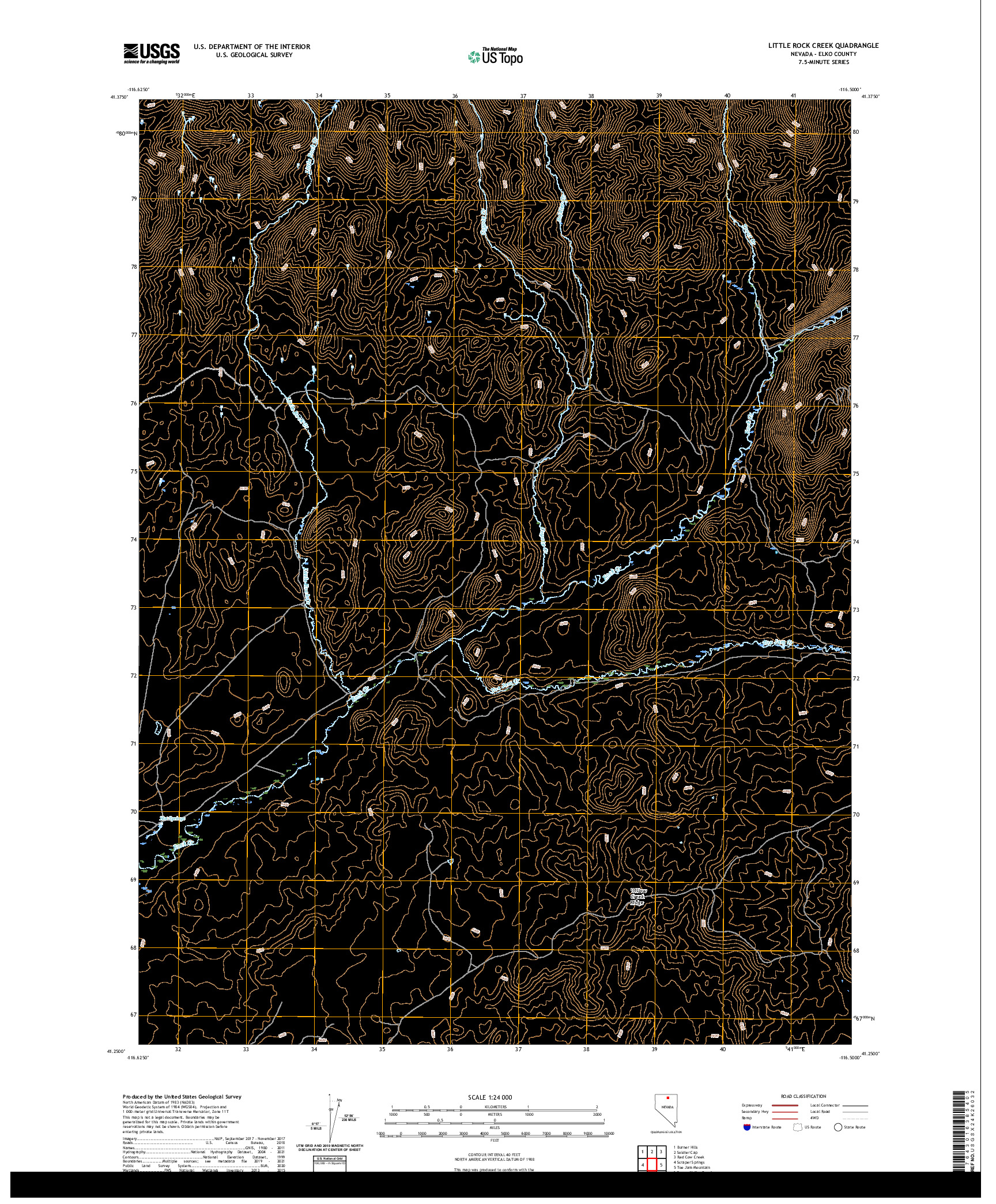 US TOPO 7.5-MINUTE MAP FOR LITTLE ROCK CREEK, NV