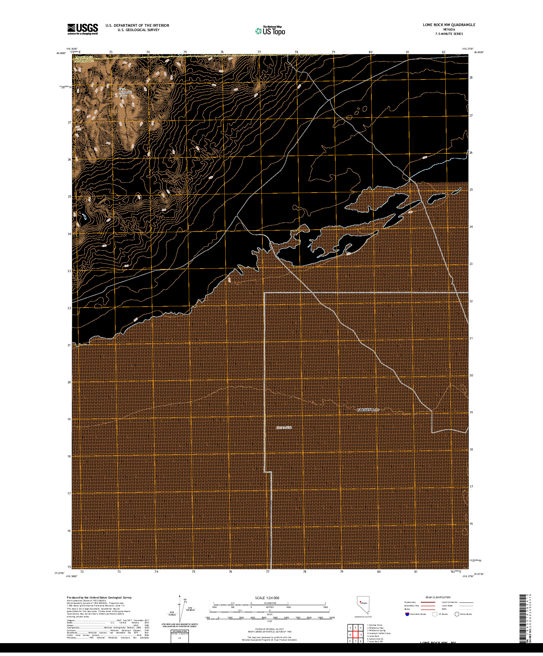 US TOPO 7.5-MINUTE MAP FOR LONE ROCK NW, NV