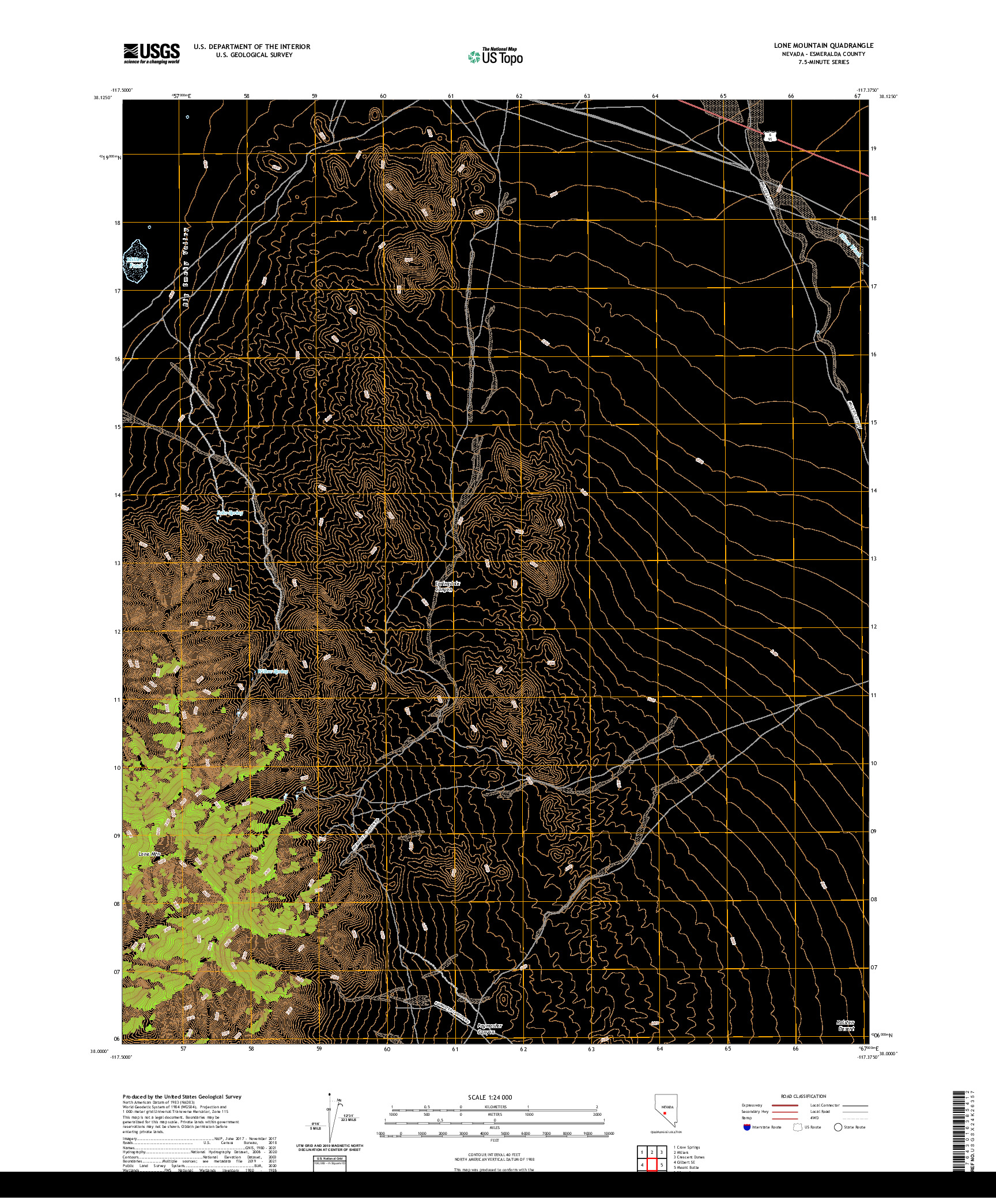 US TOPO 7.5-MINUTE MAP FOR LONE MOUNTAIN, NV