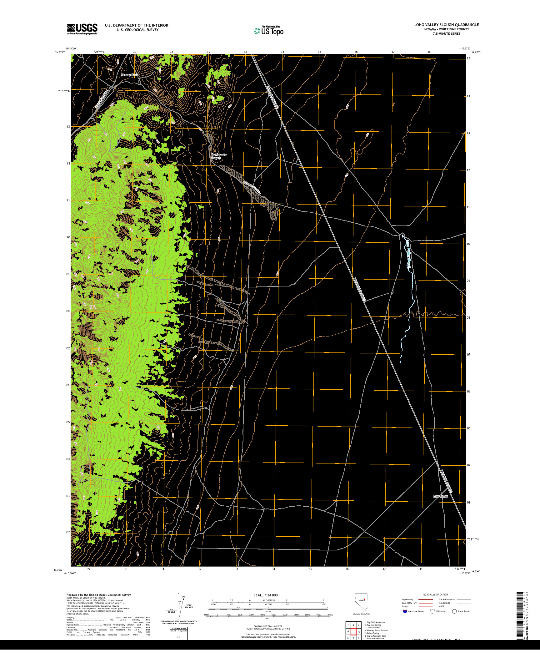 US TOPO 7.5-MINUTE MAP FOR LONG VALLEY SLOUGH, NV