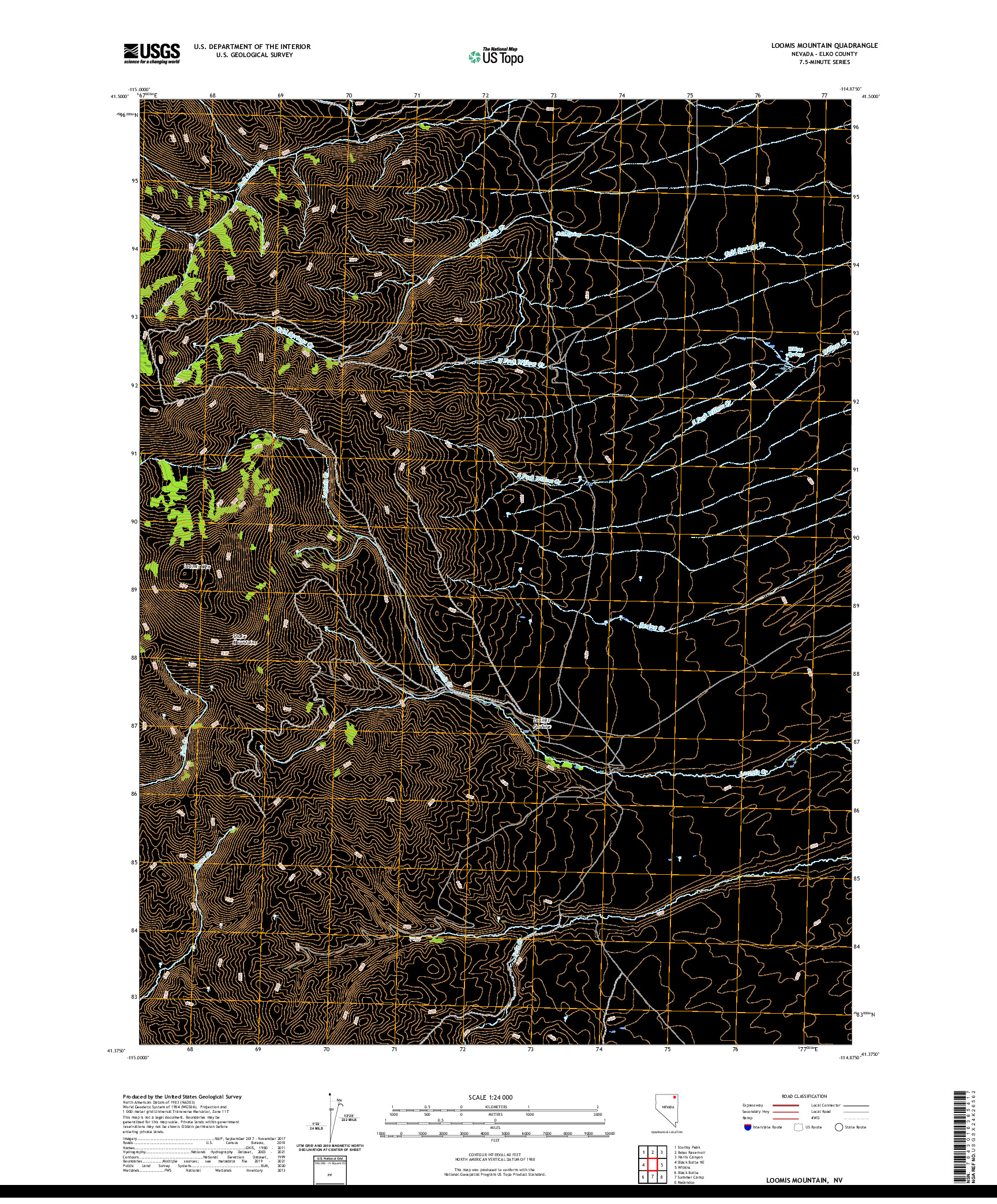 US TOPO 7.5-MINUTE MAP FOR LOOMIS MOUNTAIN, NV