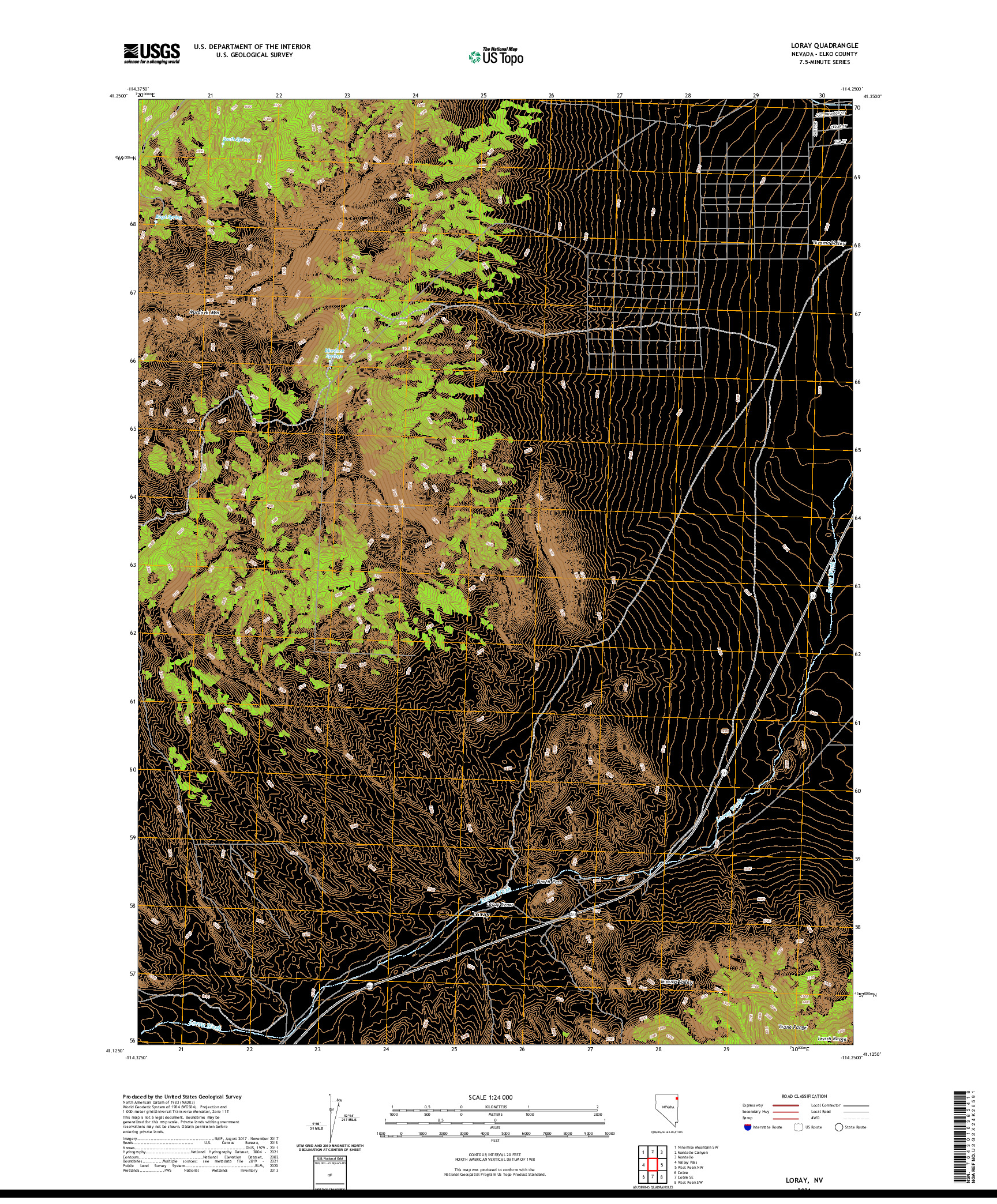 US TOPO 7.5-MINUTE MAP FOR LORAY, NV