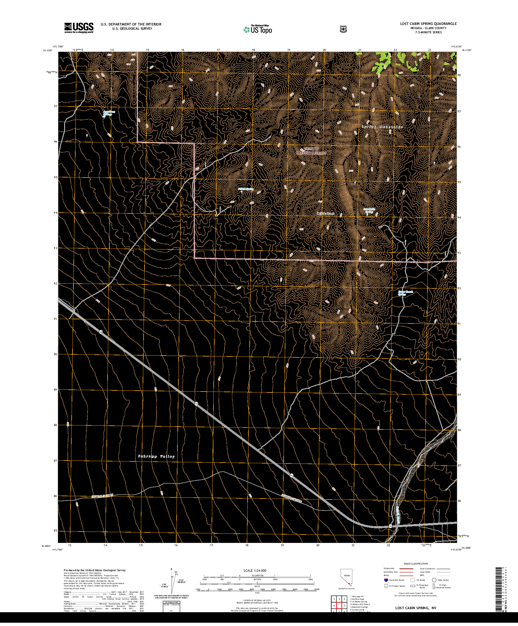 US TOPO 7.5-MINUTE MAP FOR LOST CABIN SPRING, NV