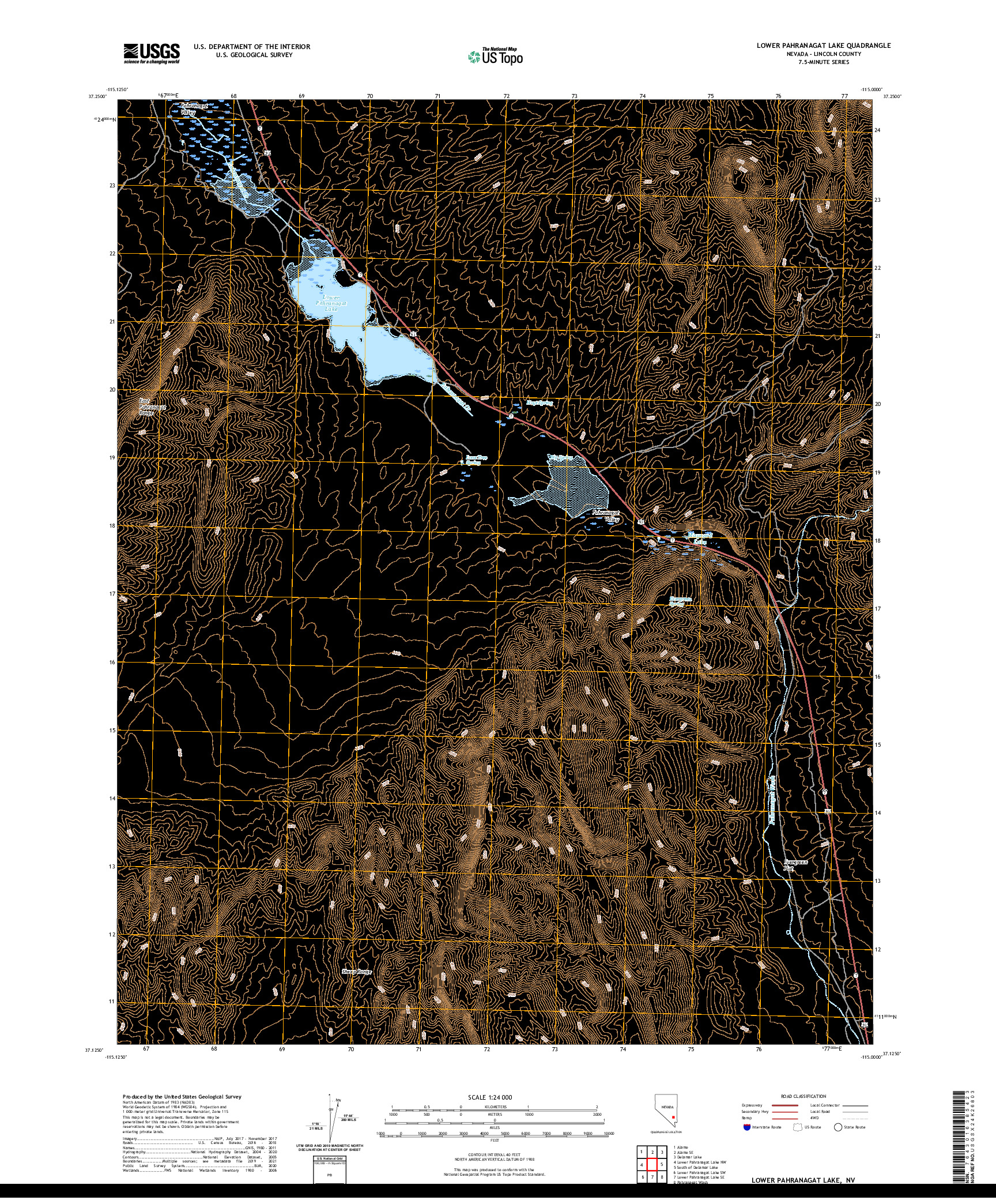 US TOPO 7.5-MINUTE MAP FOR LOWER PAHRANAGAT LAKE, NV