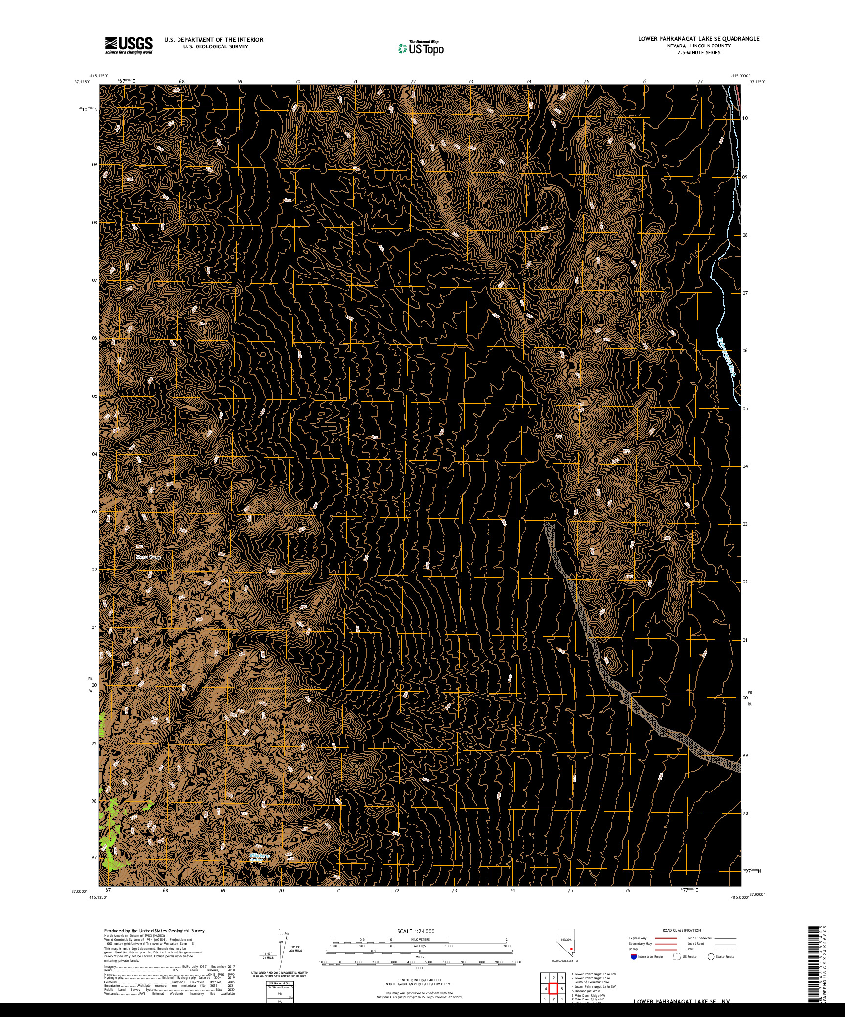 US TOPO 7.5-MINUTE MAP FOR LOWER PAHRANAGAT LAKE SE, NV