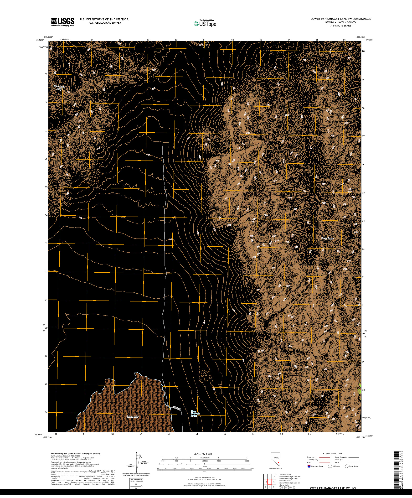 US TOPO 7.5-MINUTE MAP FOR LOWER PAHRANAGAT LAKE SW, NV