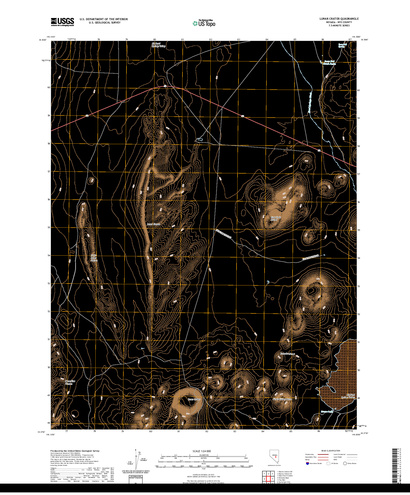 US TOPO 7.5-MINUTE MAP FOR LUNAR CRATER, NV