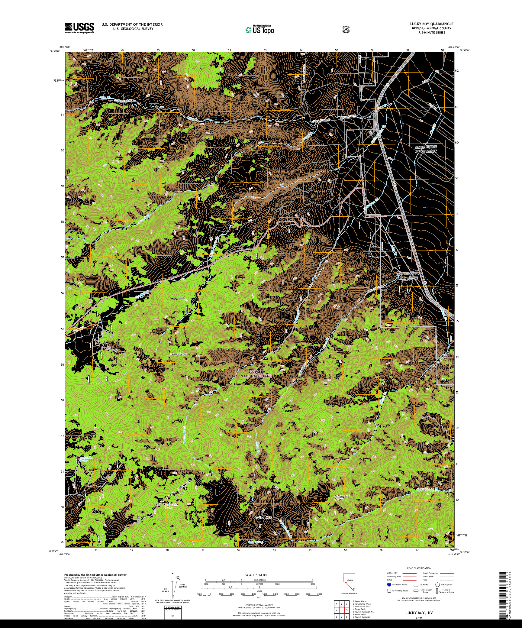 US TOPO 7.5-MINUTE MAP FOR LUCKY BOY, NV