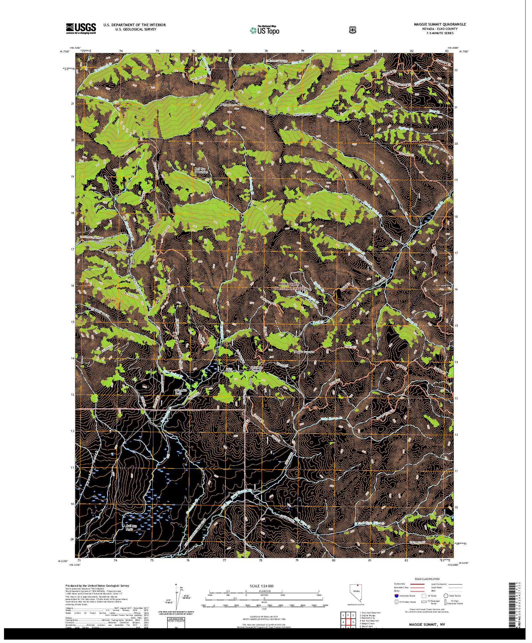 US TOPO 7.5-MINUTE MAP FOR MAGGIE SUMMIT, NV