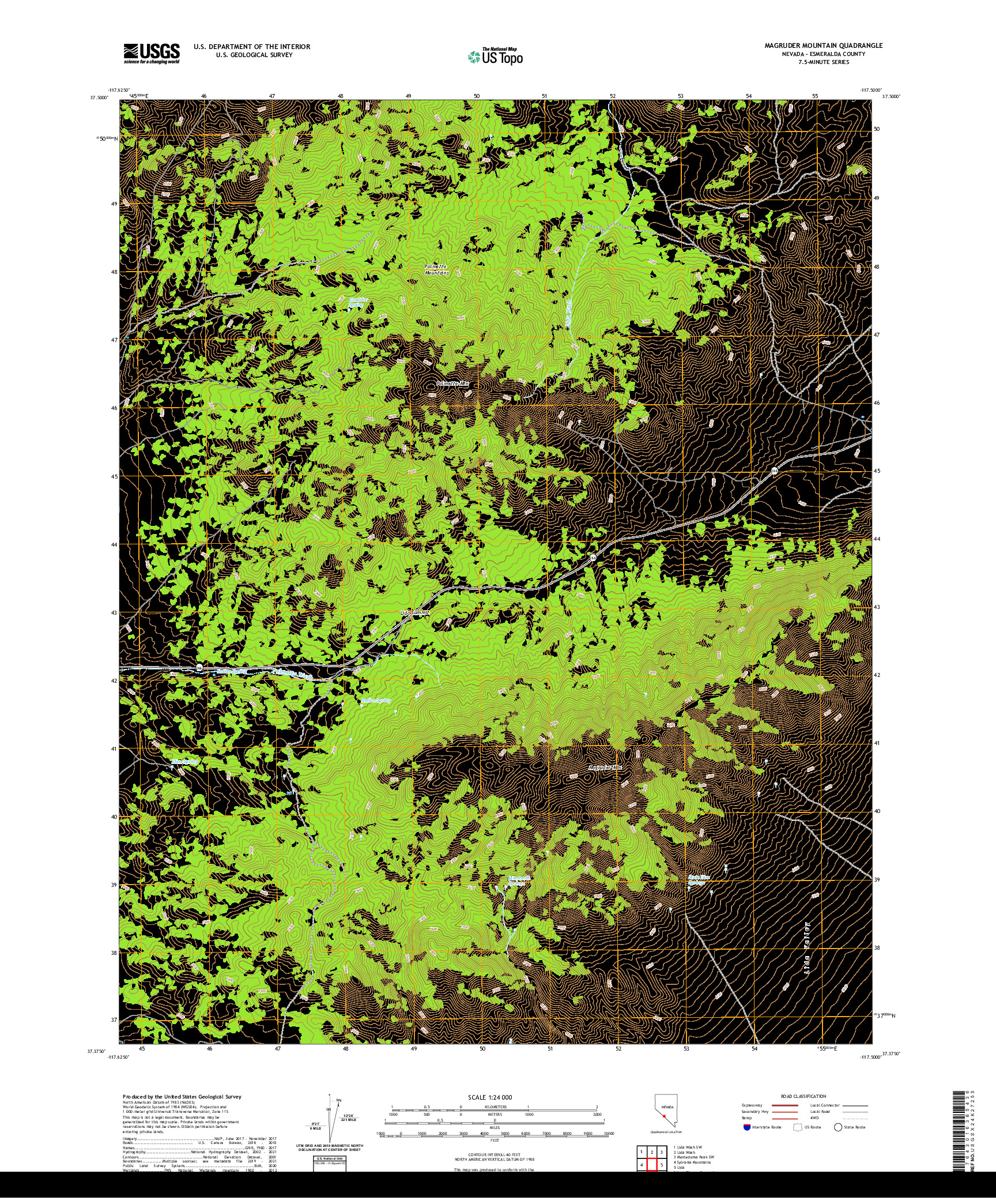 US TOPO 7.5-MINUTE MAP FOR MAGRUDER MOUNTAIN, NV