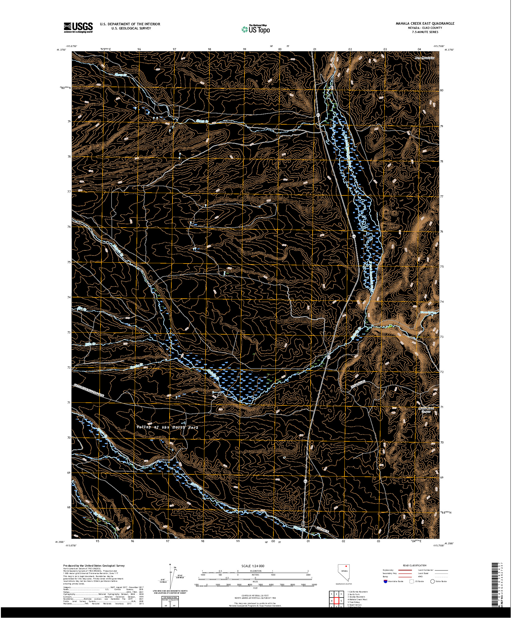 US TOPO 7.5-MINUTE MAP FOR MAHALA CREEK EAST, NV