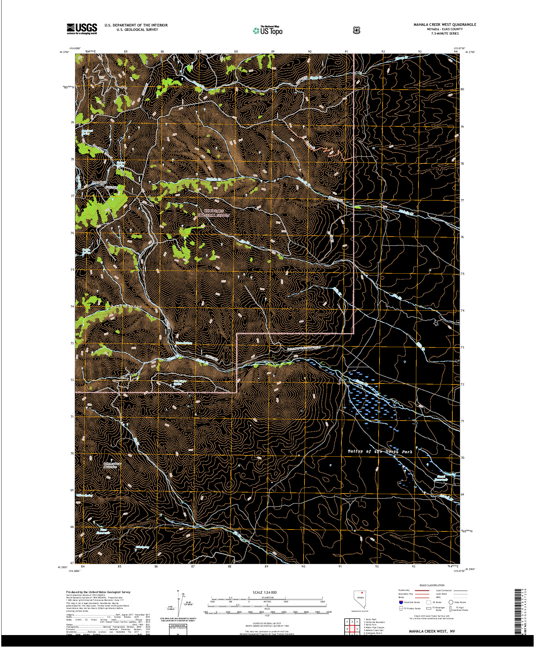 US TOPO 7.5-MINUTE MAP FOR MAHALA CREEK WEST, NV