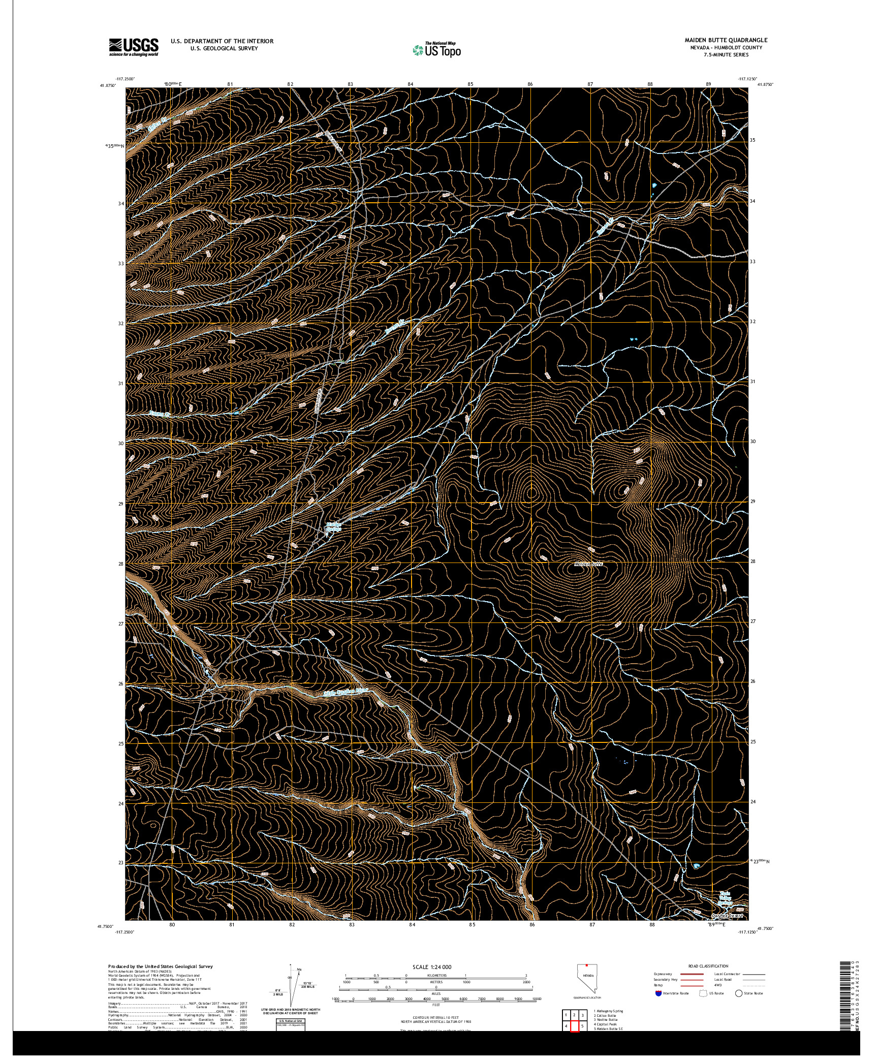 US TOPO 7.5-MINUTE MAP FOR MAIDEN BUTTE, NV