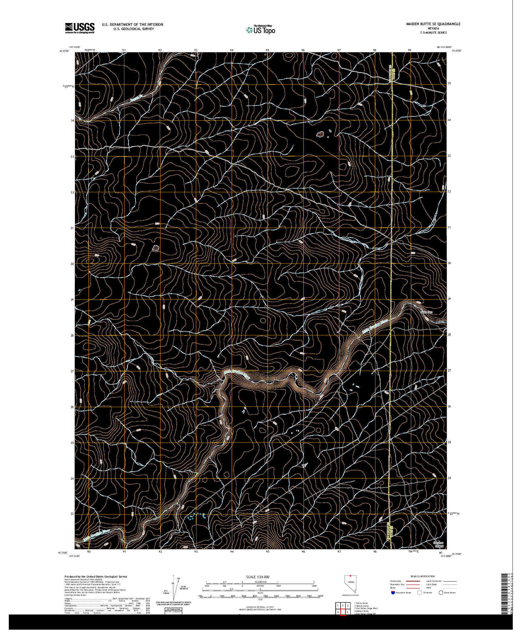 US TOPO 7.5-MINUTE MAP FOR MAIDEN BUTTE SE, NV