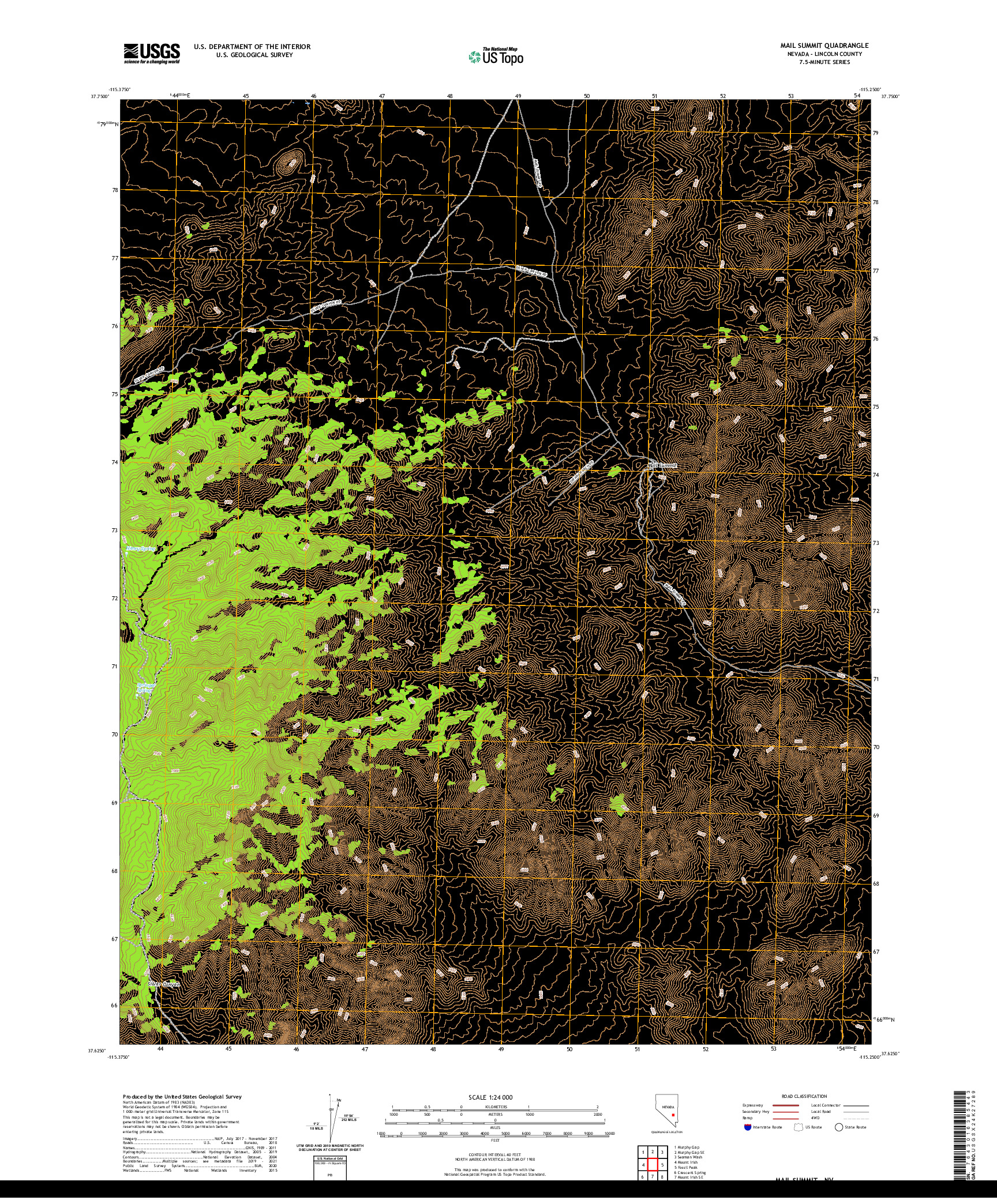 US TOPO 7.5-MINUTE MAP FOR MAIL SUMMIT, NV