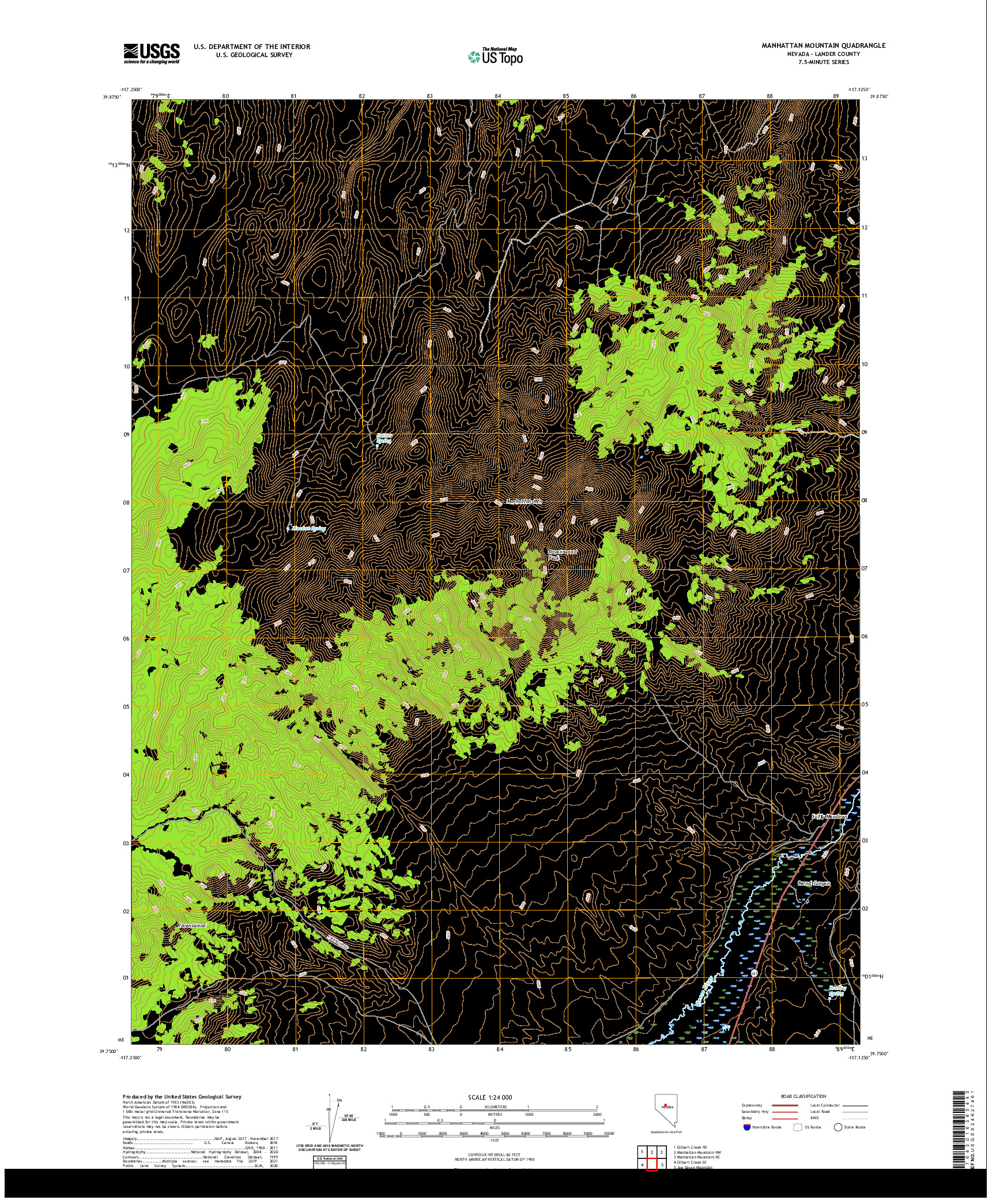 US TOPO 7.5-MINUTE MAP FOR MANHATTAN MOUNTAIN, NV