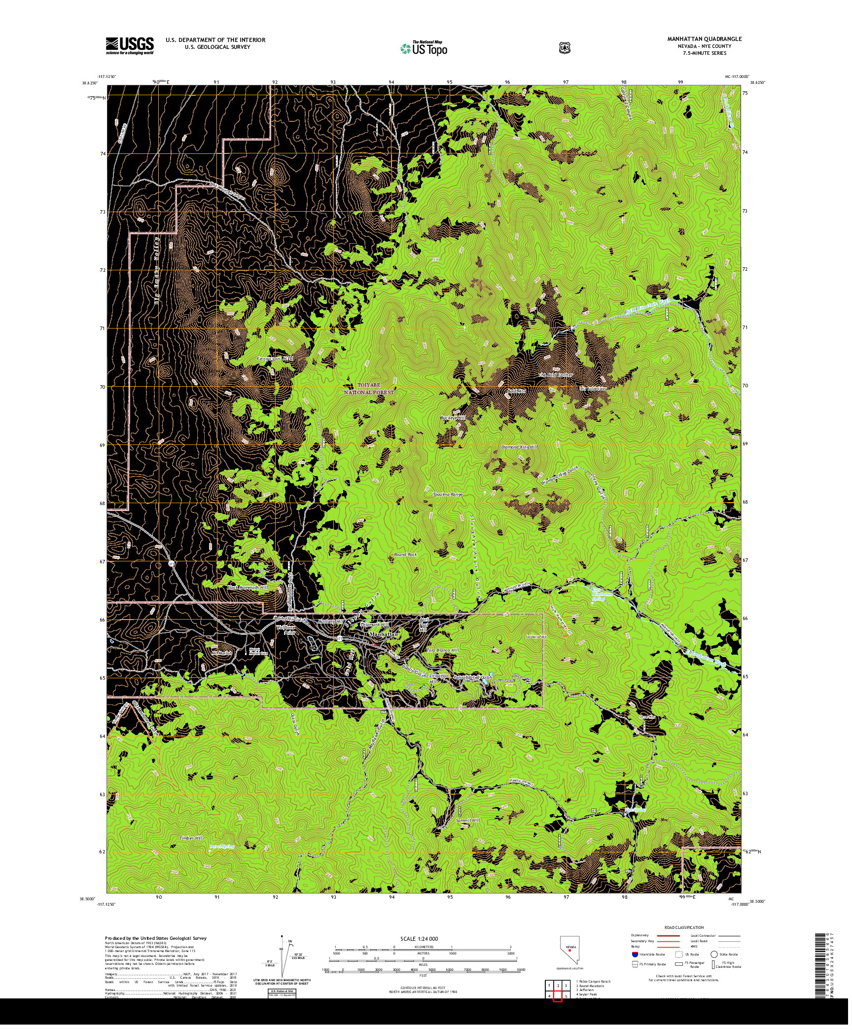 US TOPO 7.5-MINUTE MAP FOR MANHATTAN, NV