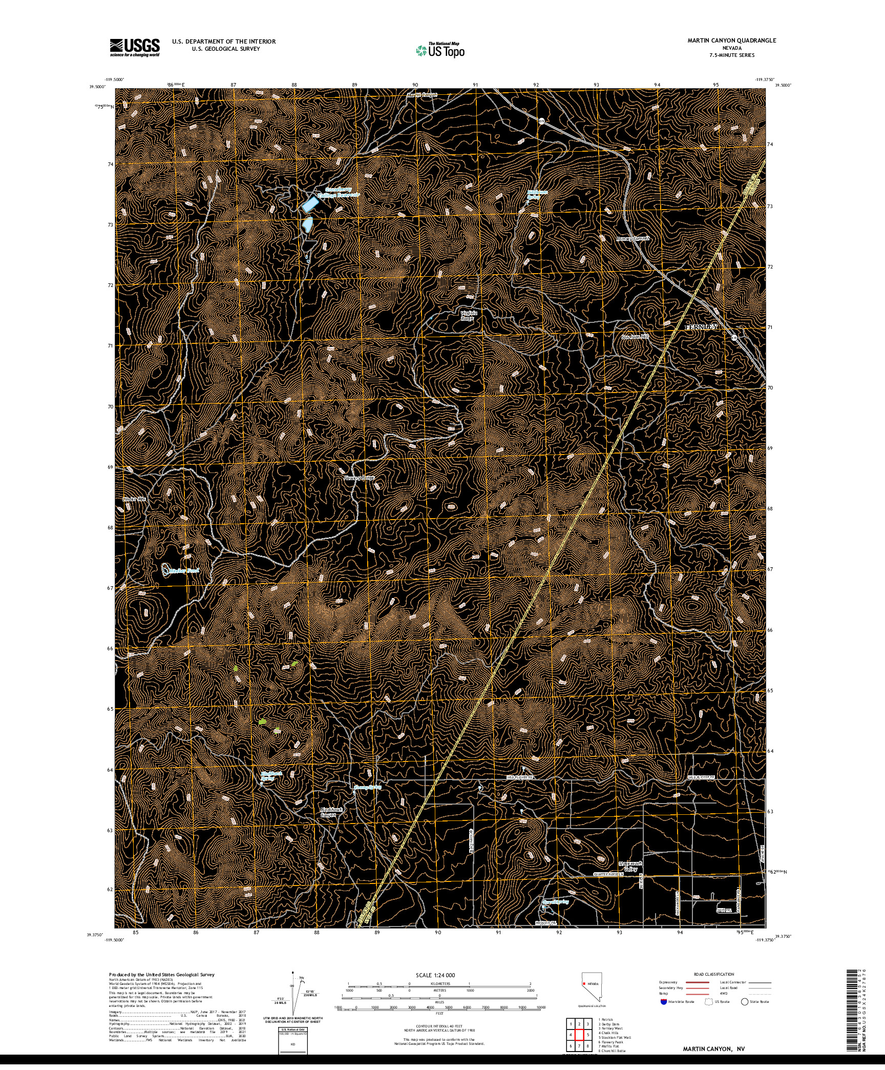 US TOPO 7.5-MINUTE MAP FOR MARTIN CANYON, NV