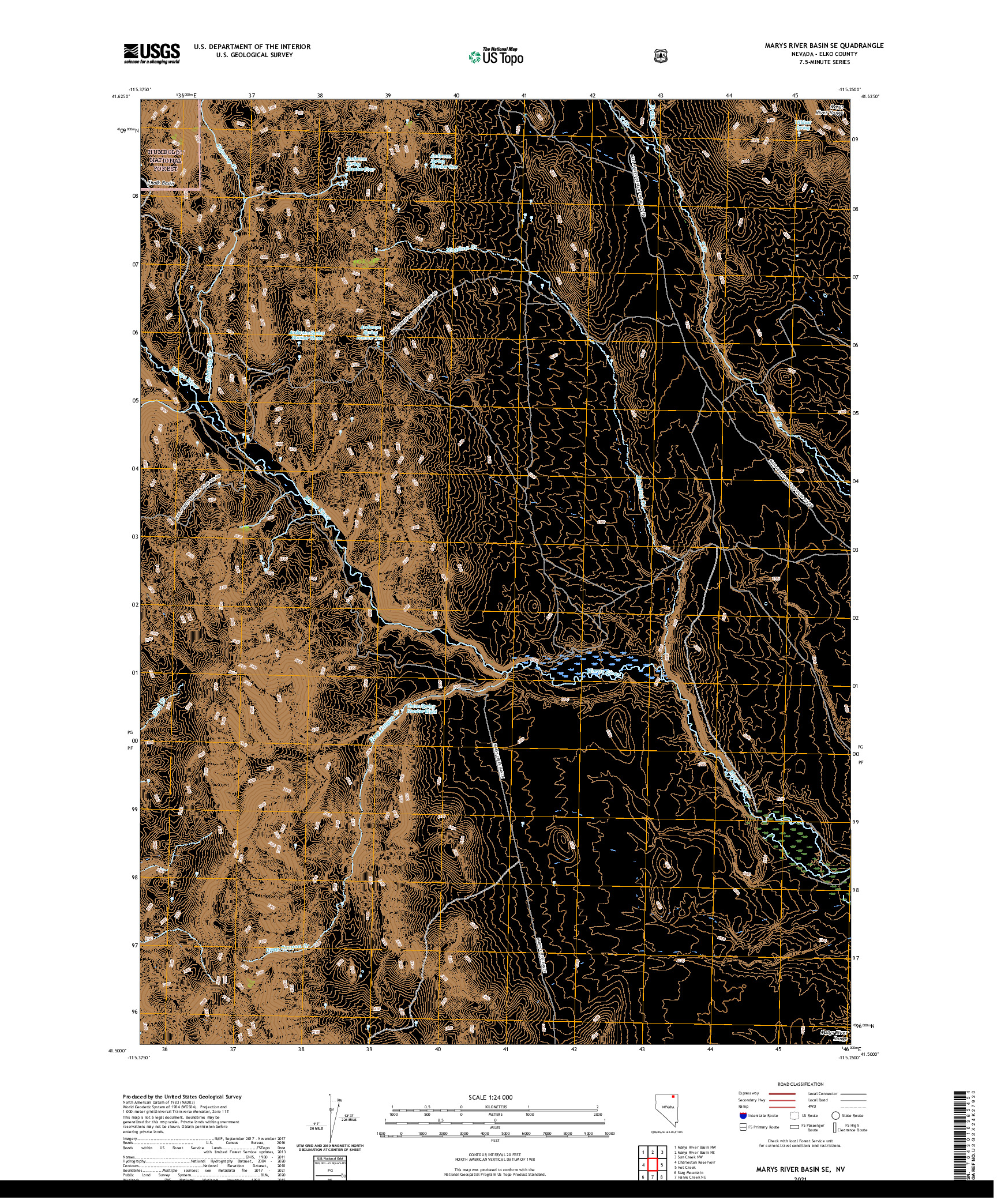 US TOPO 7.5-MINUTE MAP FOR MARYS RIVER BASIN SE, NV