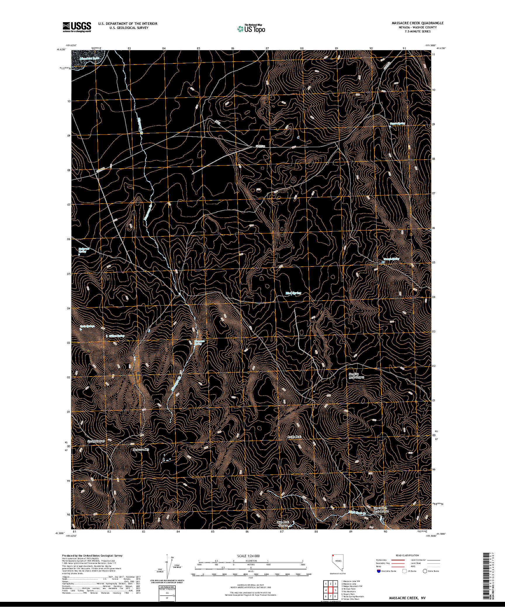 US TOPO 7.5-MINUTE MAP FOR MASSACRE CREEK, NV