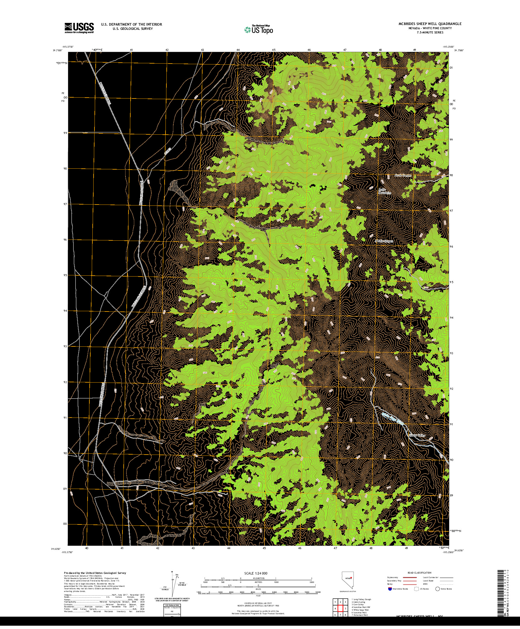 US TOPO 7.5-MINUTE MAP FOR MCBRIDES SHEEP WELL, NV