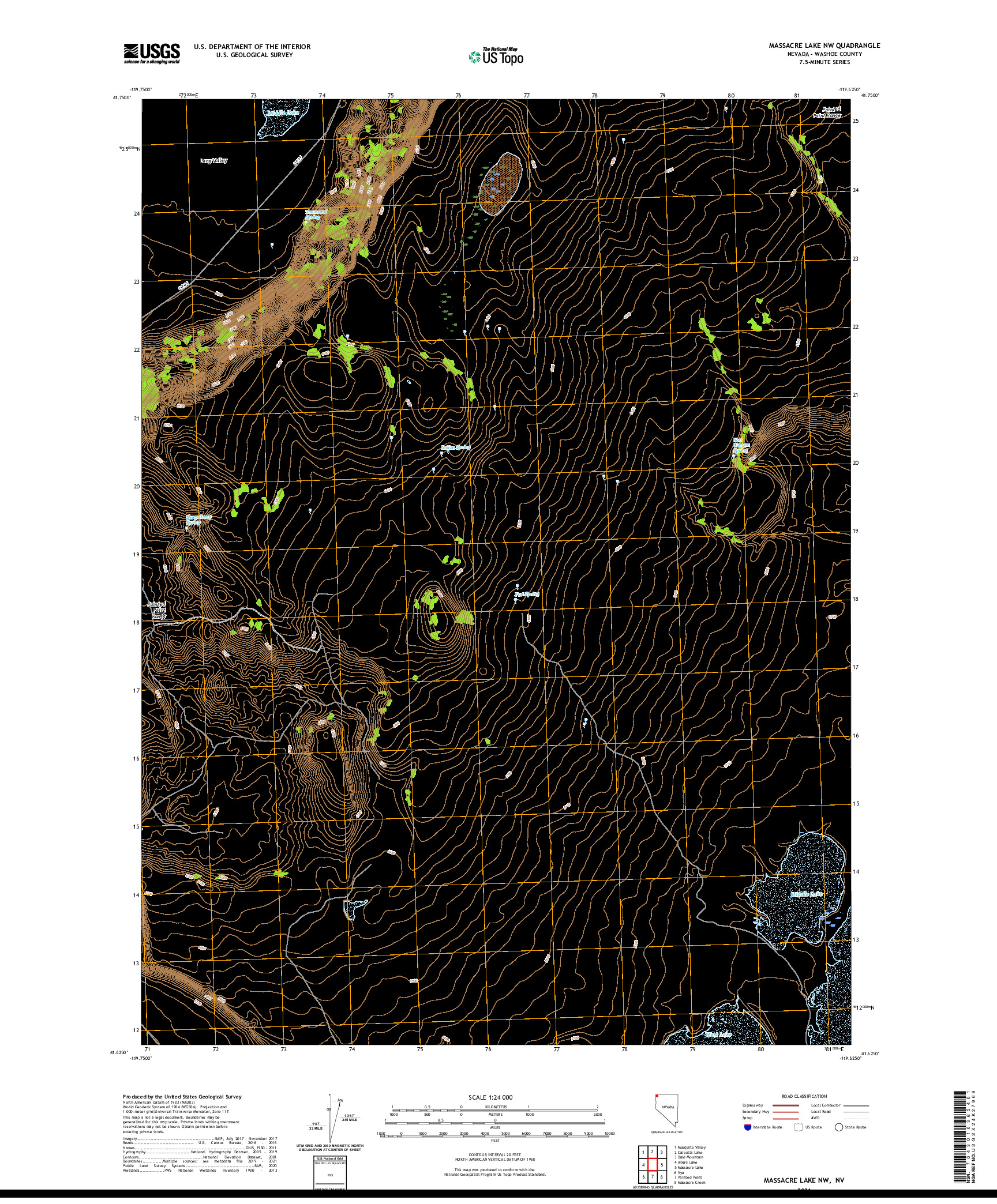 US TOPO 7.5-MINUTE MAP FOR MASSACRE LAKE NW, NV