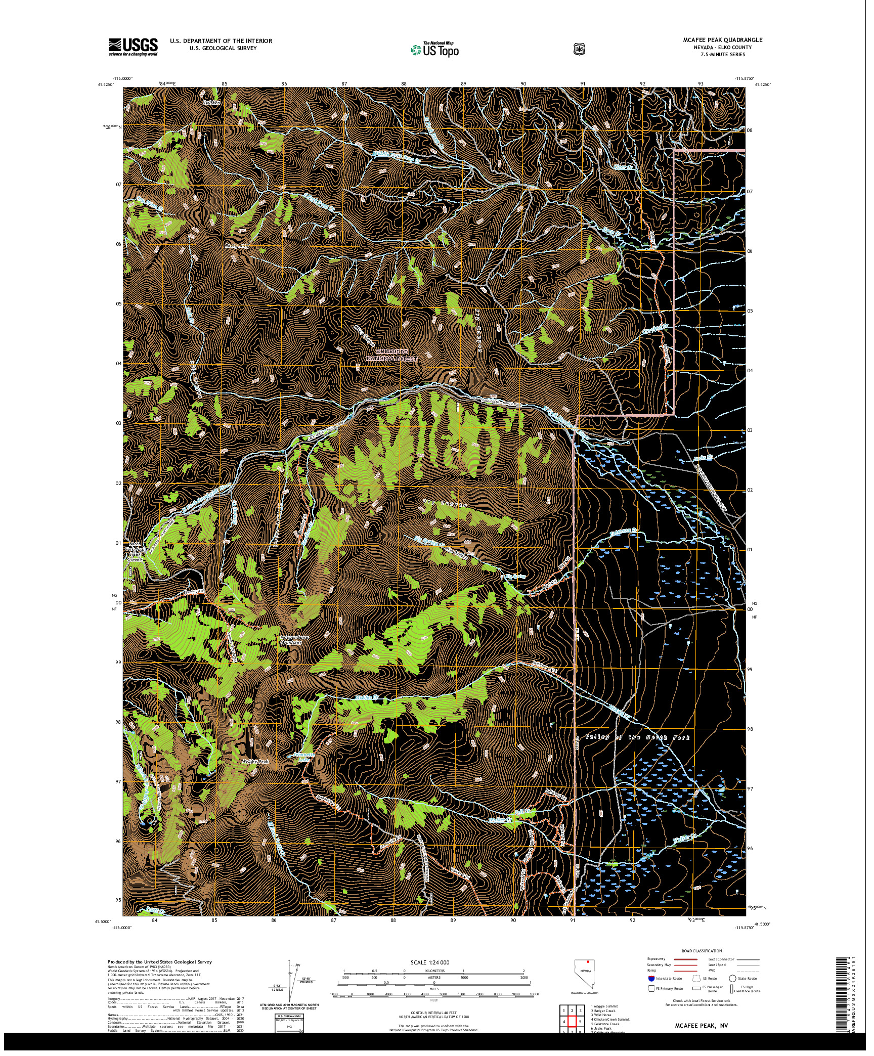 US TOPO 7.5-MINUTE MAP FOR MCAFEE PEAK, NV