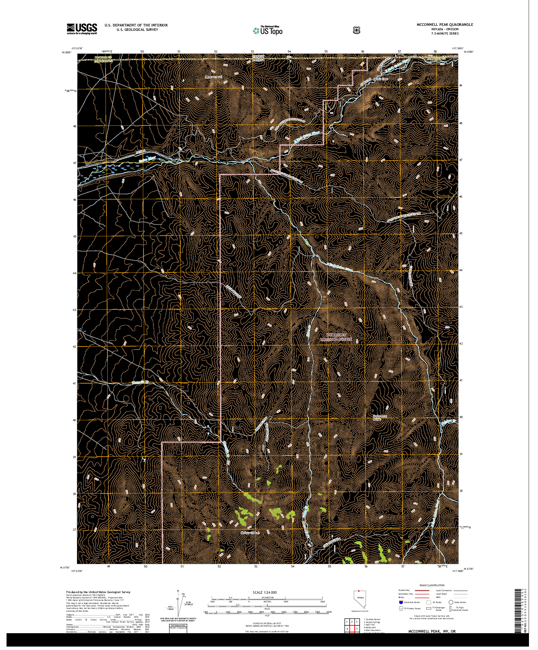 US TOPO 7.5-MINUTE MAP FOR MCCONNELL PEAK, NV,OR