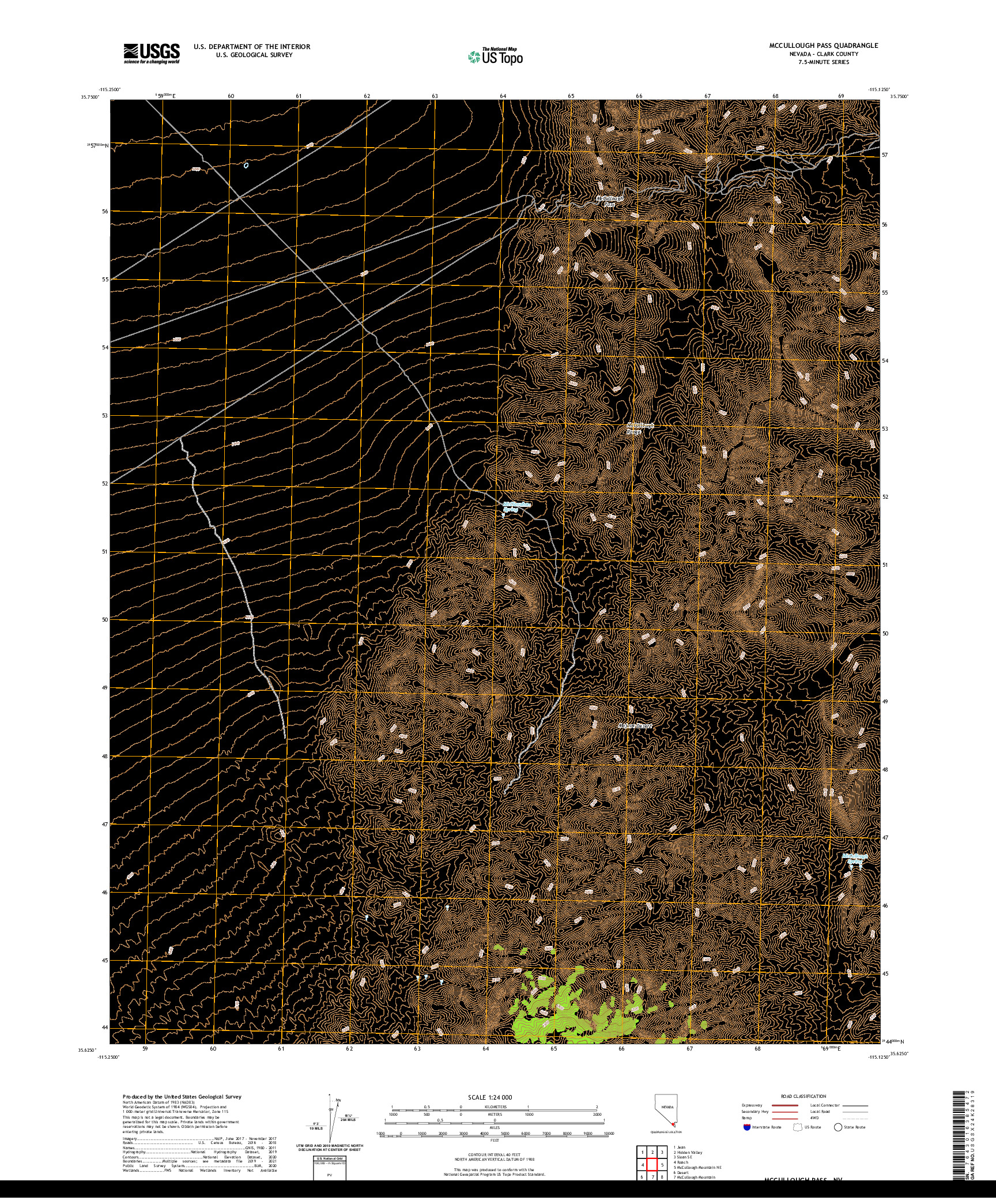 US TOPO 7.5-MINUTE MAP FOR MCCULLOUGH PASS, NV